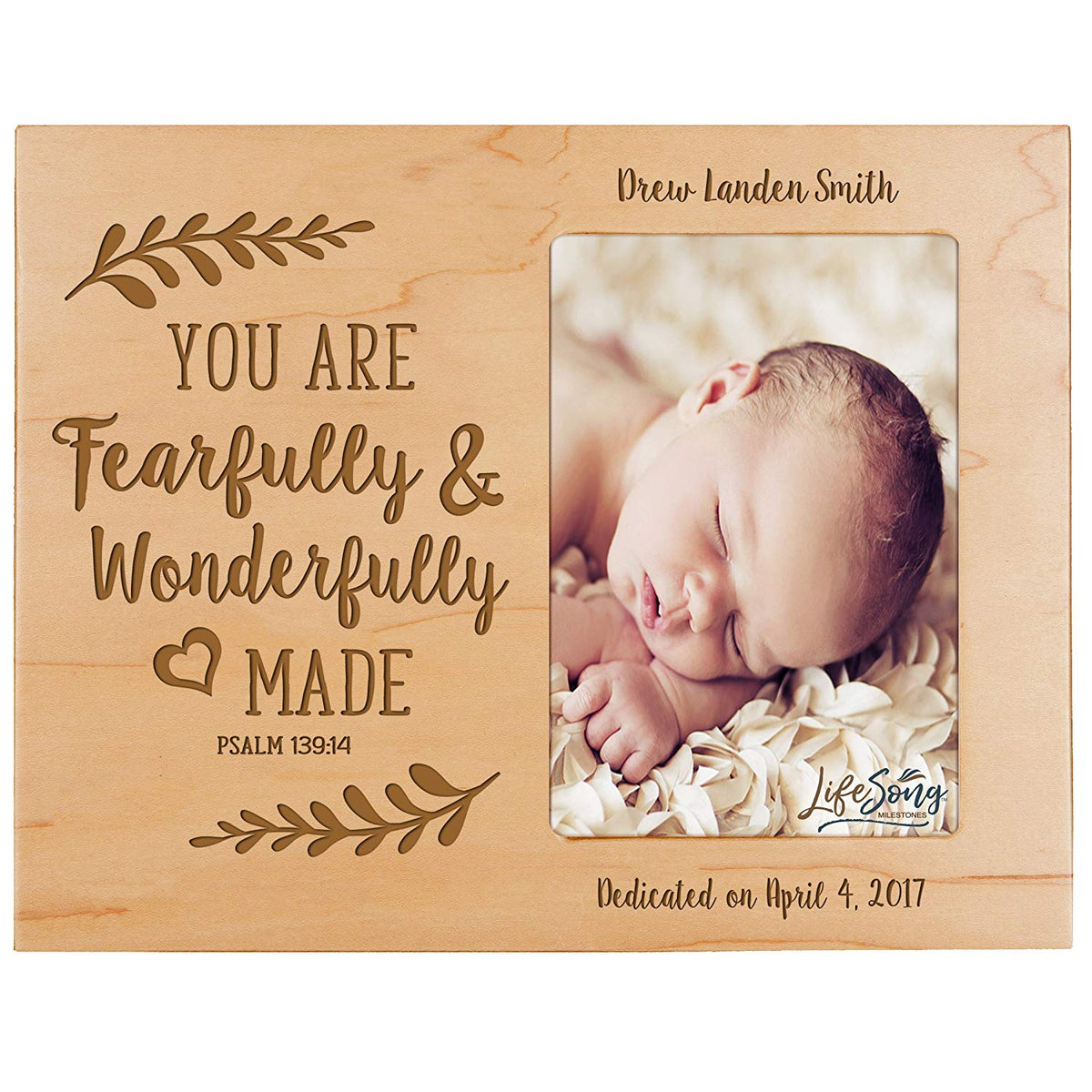 Personalized Baptized Photo Frame - Fearfully & Wonderfully - LifeSong Milestones