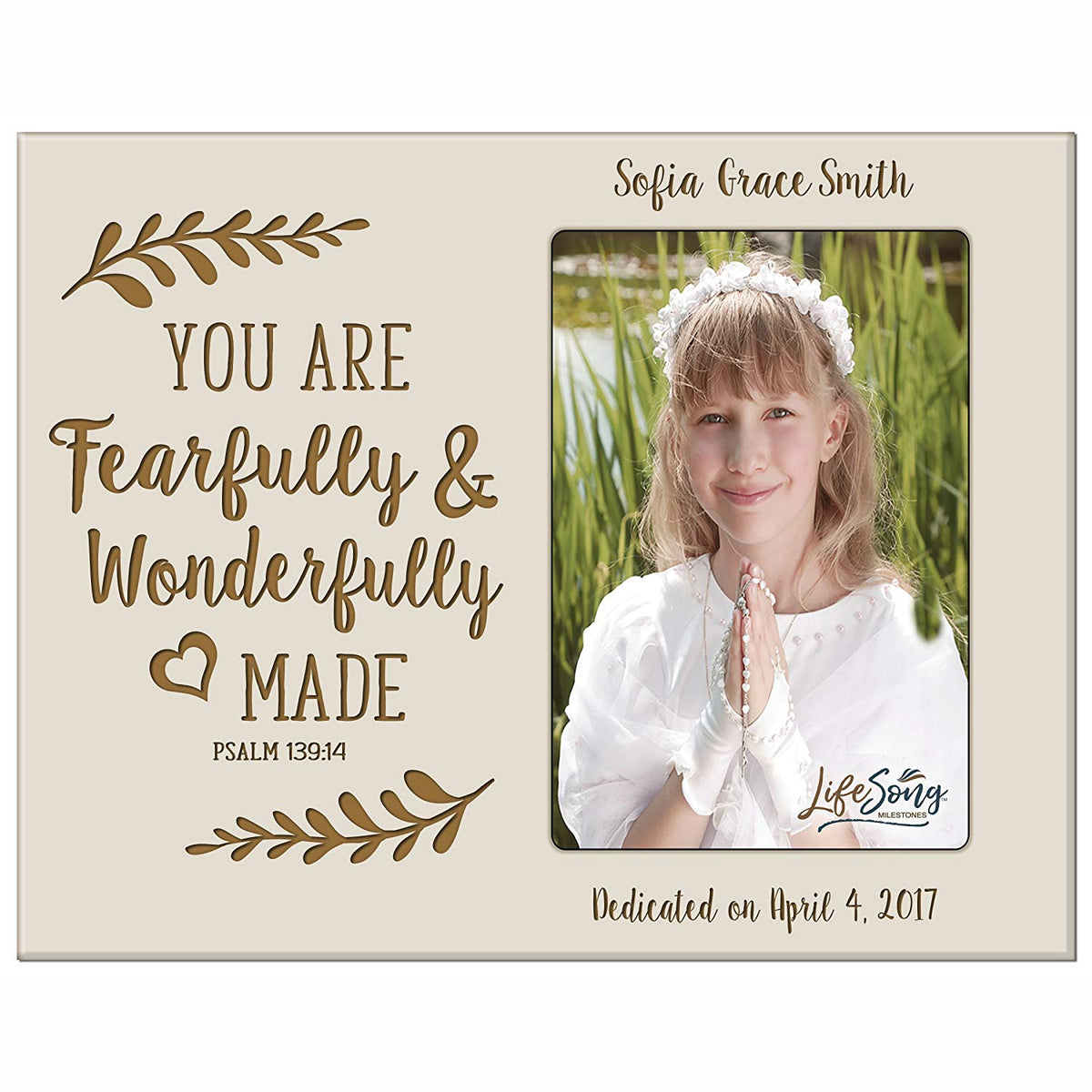 Personalized Baptized Photo Frame - Fearfully & Wonderfully - LifeSong Milestones