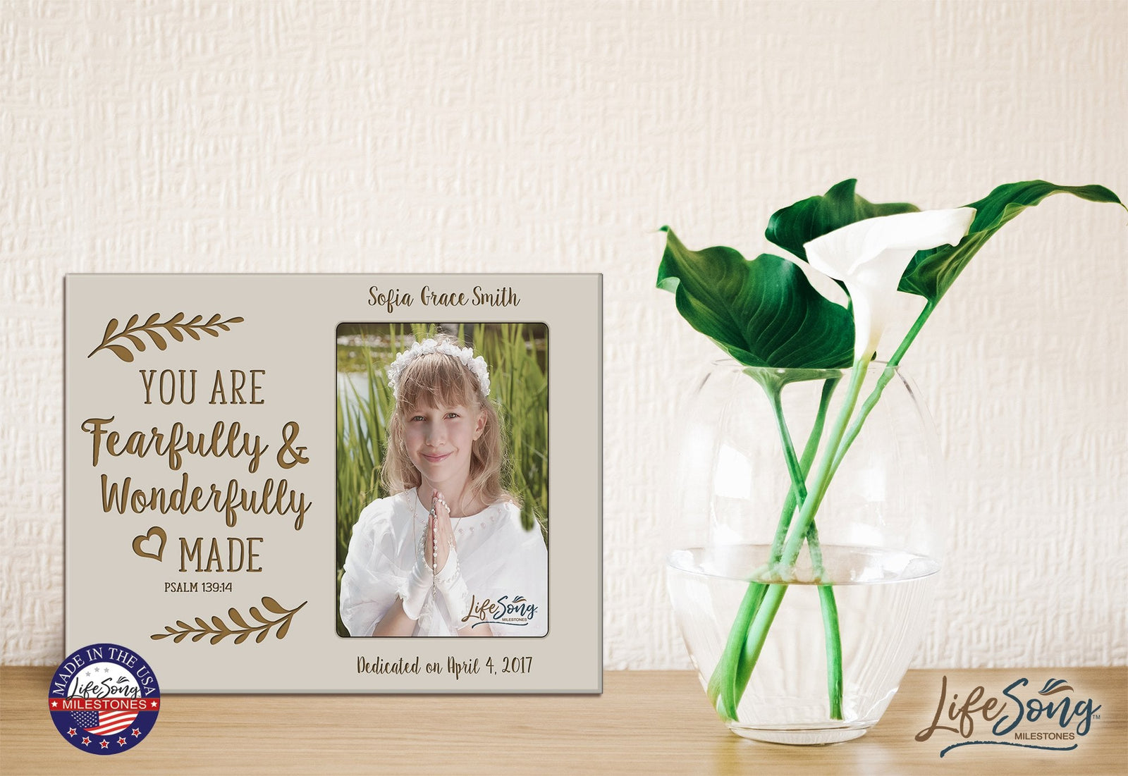 Personalized Baptized Photo Frame - Fearfully & Wonderfully - LifeSong Milestones