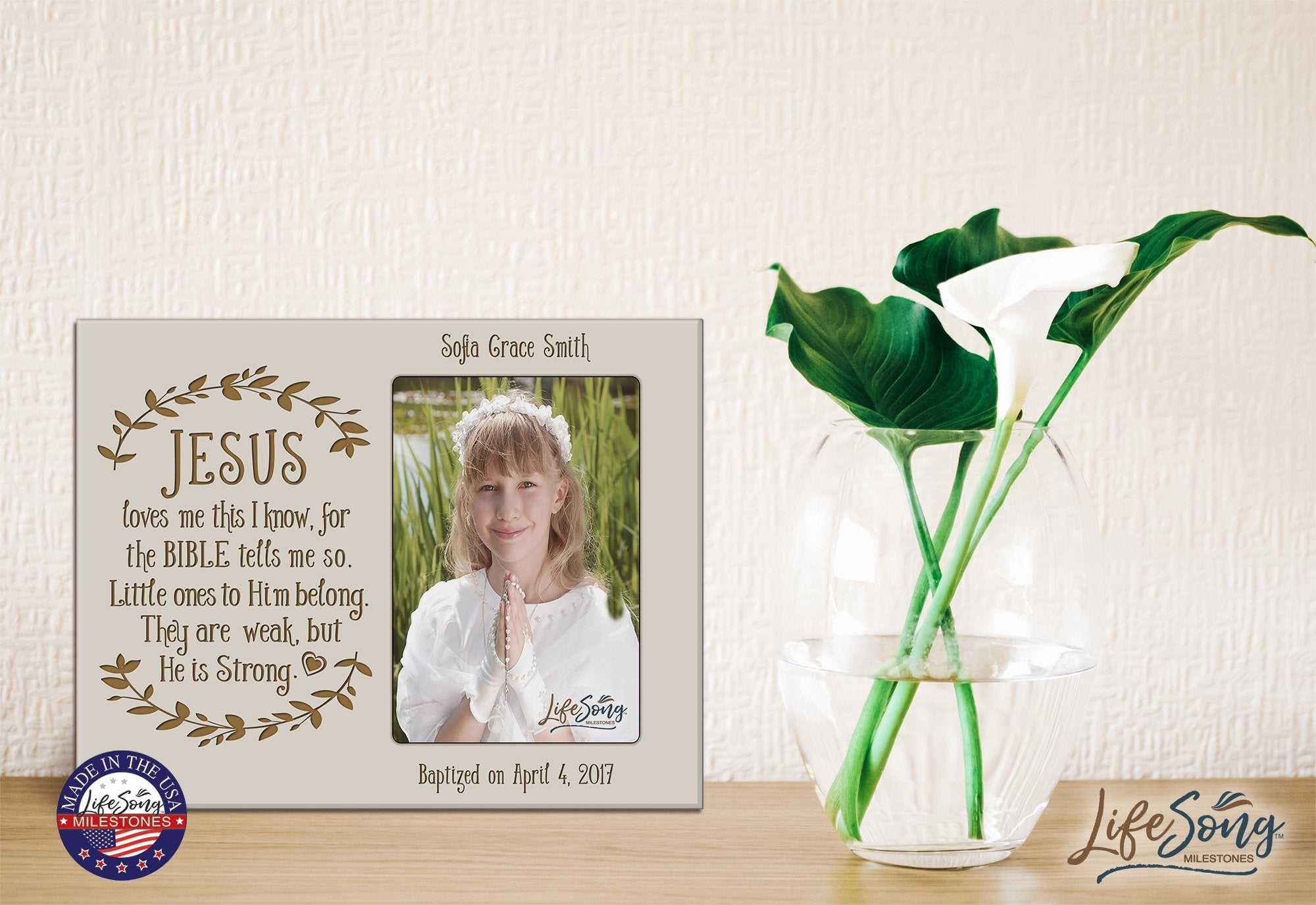 Personalized Baptized Photo Frame - Jesus Loves Me - LifeSong Milestones