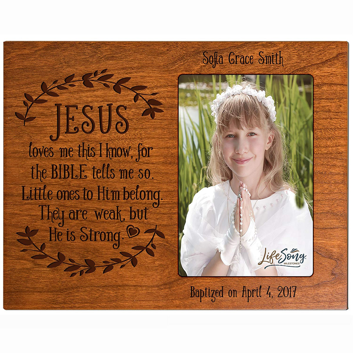Personalized Baptized Photo Frame - Jesus Loves Me - LifeSong Milestones