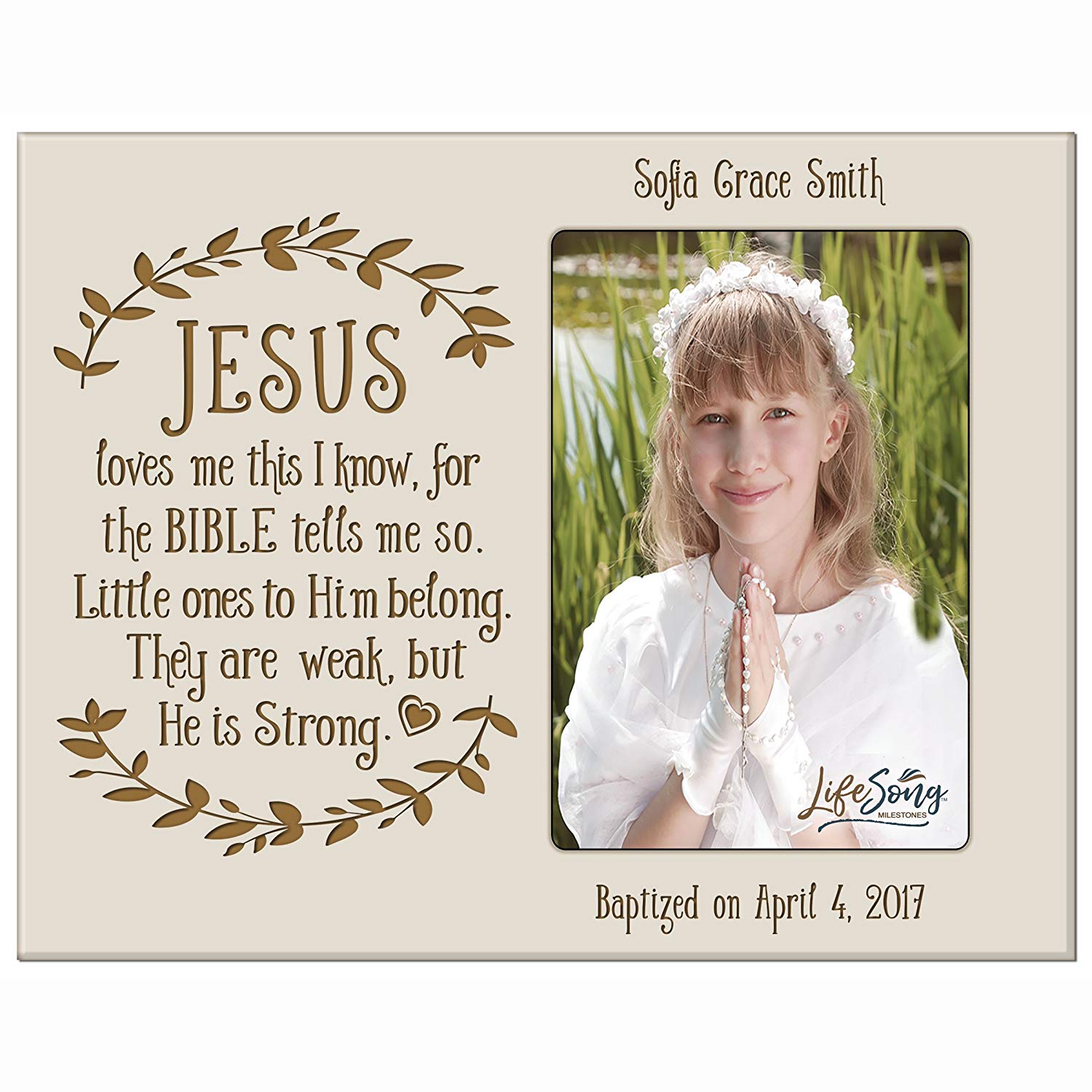 Personalized Baptized Photo Frame - Jesus Loves Me - LifeSong Milestones