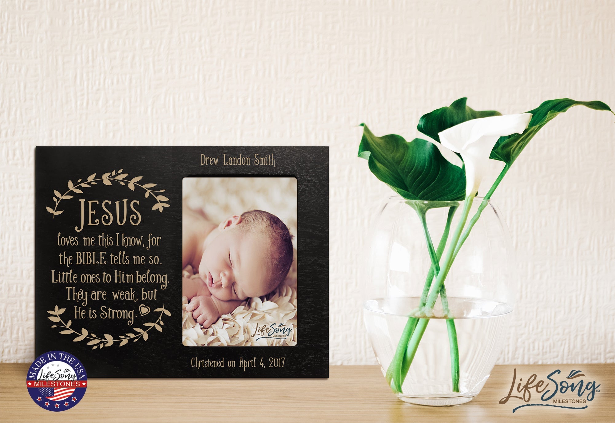 Personalized Baptized Photo Frame - Jesus Loves Me - LifeSong Milestones