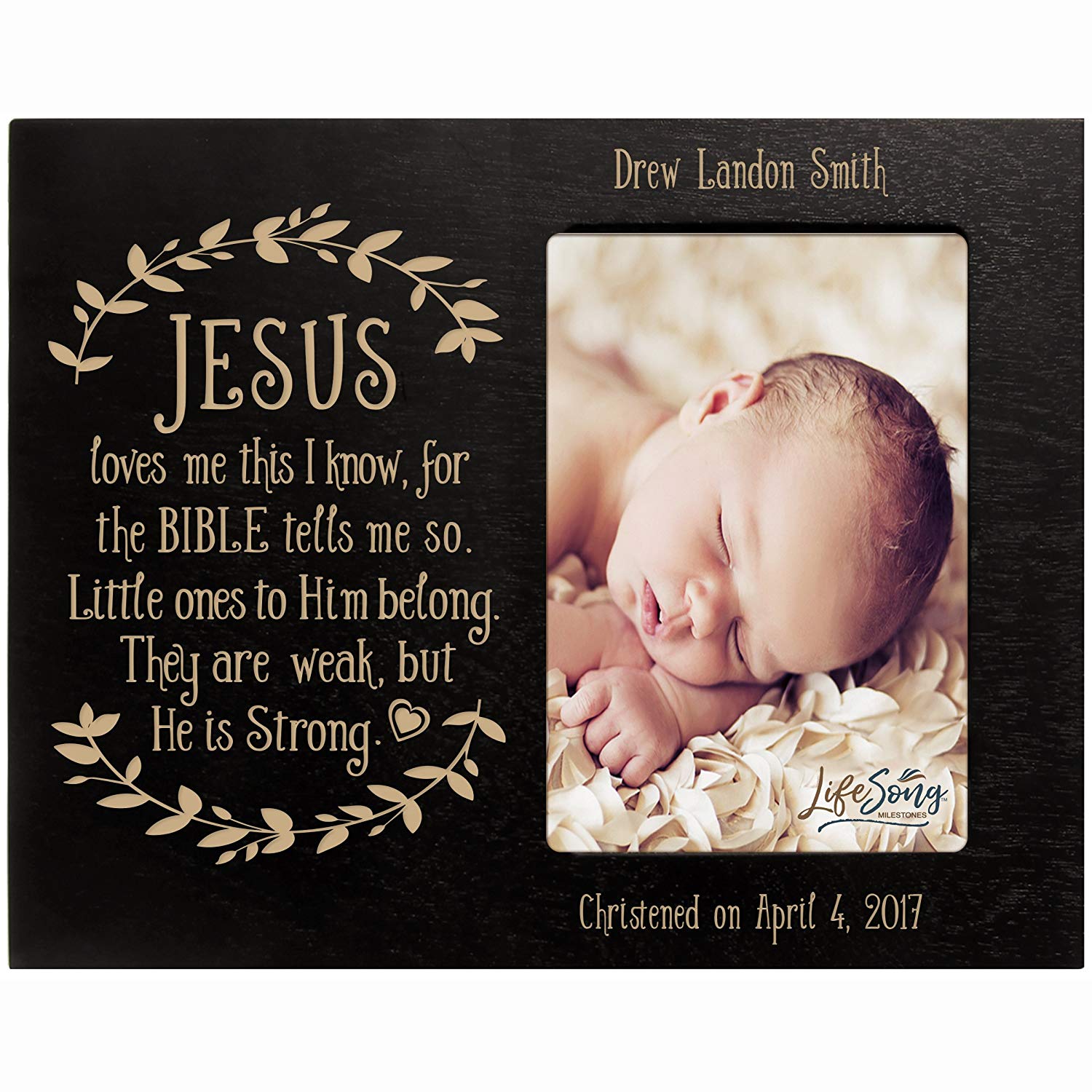 Personalized Baptized Photo Frame - Jesus Loves Me - LifeSong Milestones