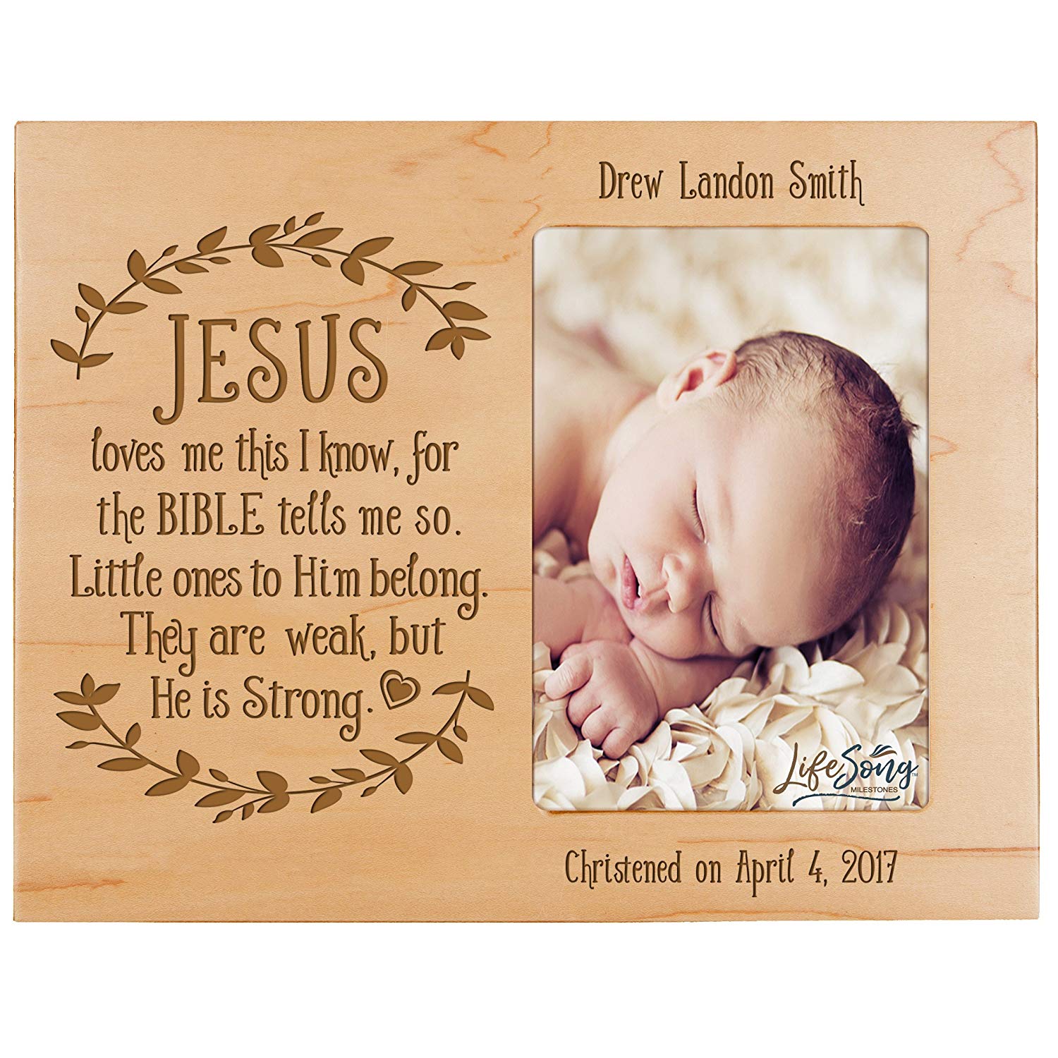 Personalized Baptized Photo Frame - Jesus Loves Me - LifeSong Milestones