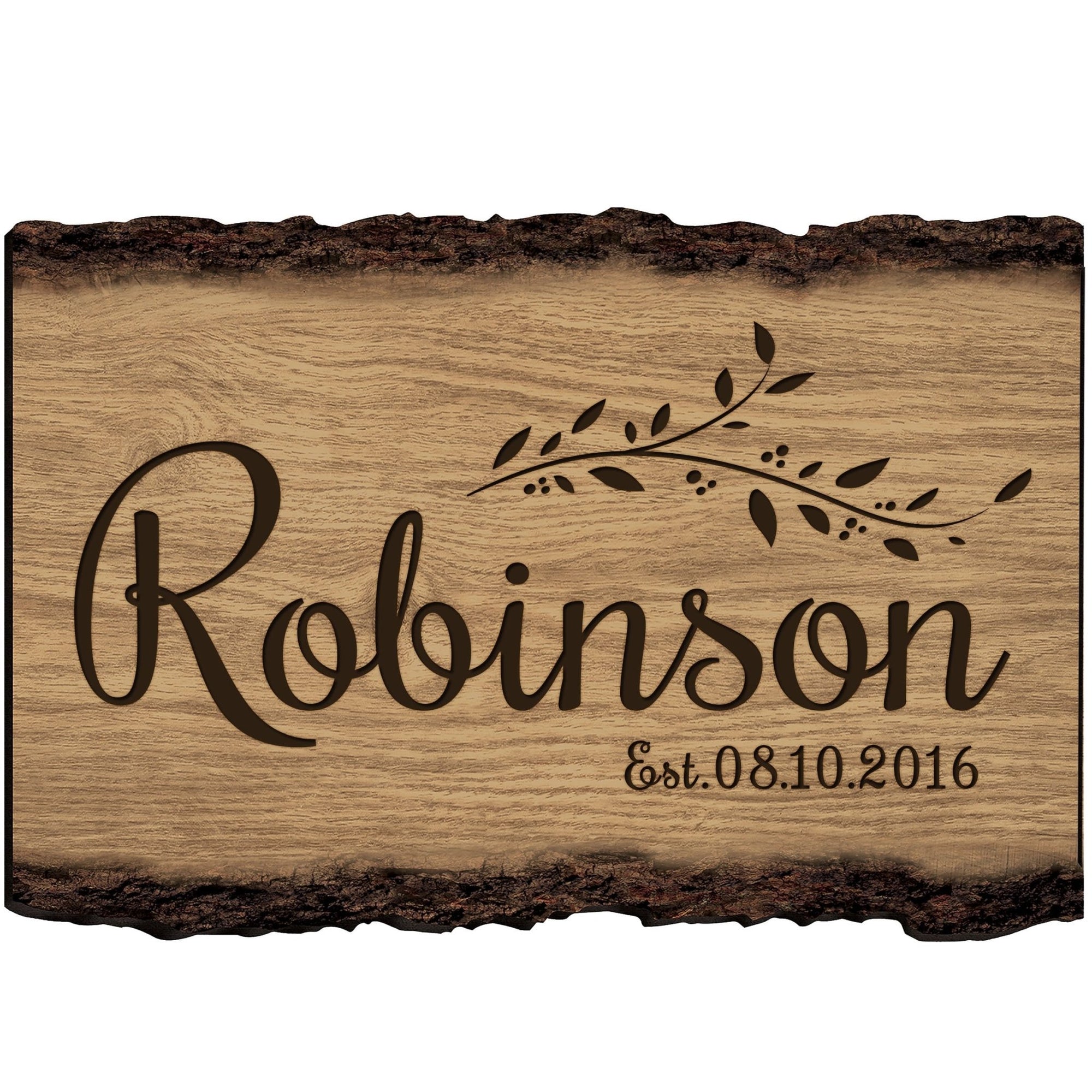 Personalized Bark Wood Housewarming Family Name Sign - Est. Date - LifeSong Milestones