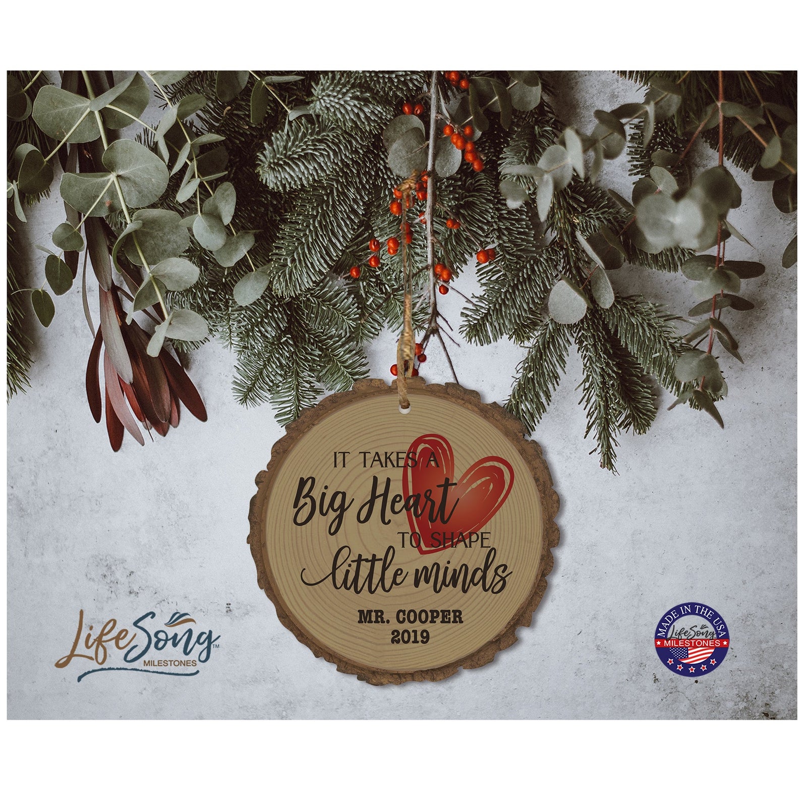 Personalized Barky Christmas Ornament For Teachers Big Heart - LifeSong Milestones