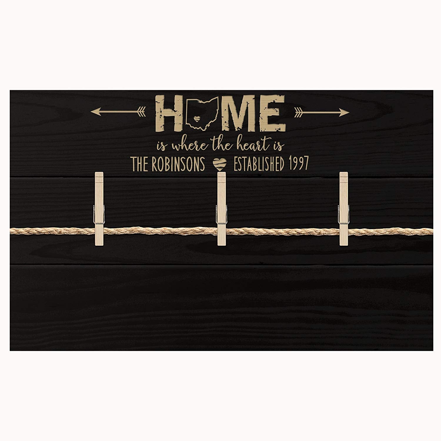 Personalized Black Three Photo Holder Frame Home Is Where The Heart Is - LifeSong Milestones