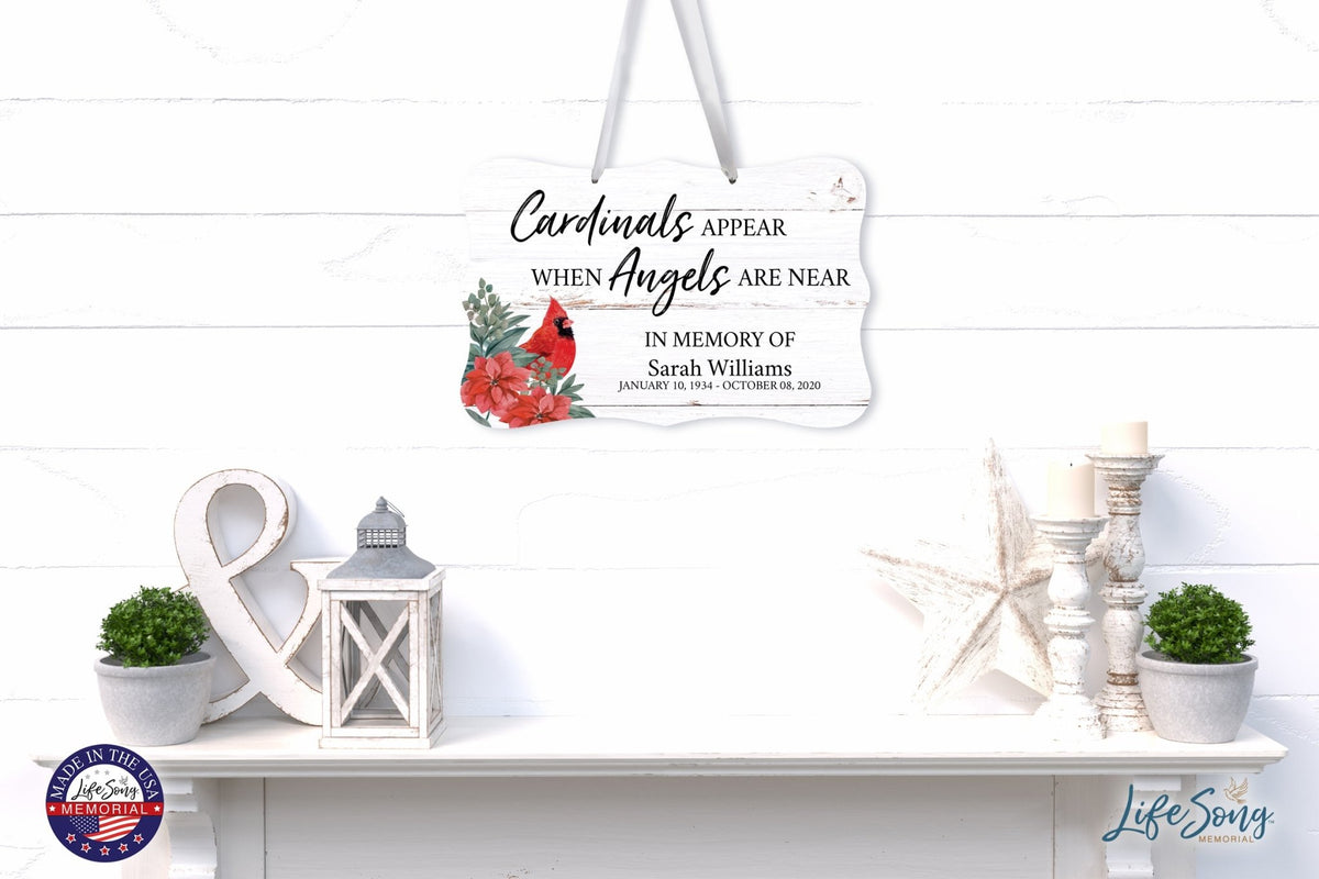 Personalized Cardinal Memorial Christmas Wall Sign 14in with Inspirational Verse Keepsake Gift Cardinals Appears When - LifeSong Milestones