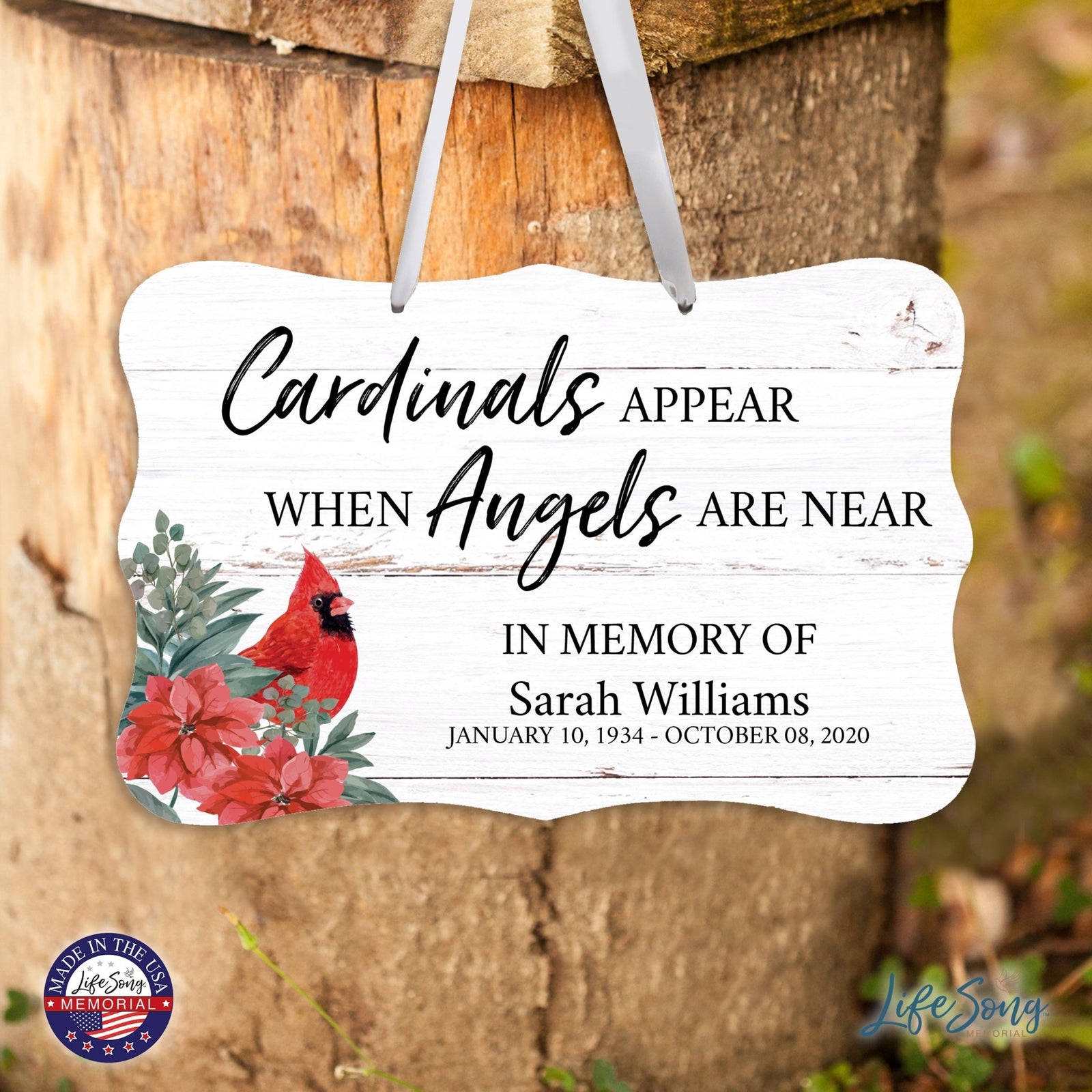 Personalized Cardinal Memorial Christmas Wall Sign 14in with Inspirational Verse Keepsake Gift Cardinals Appears When - LifeSong Milestones