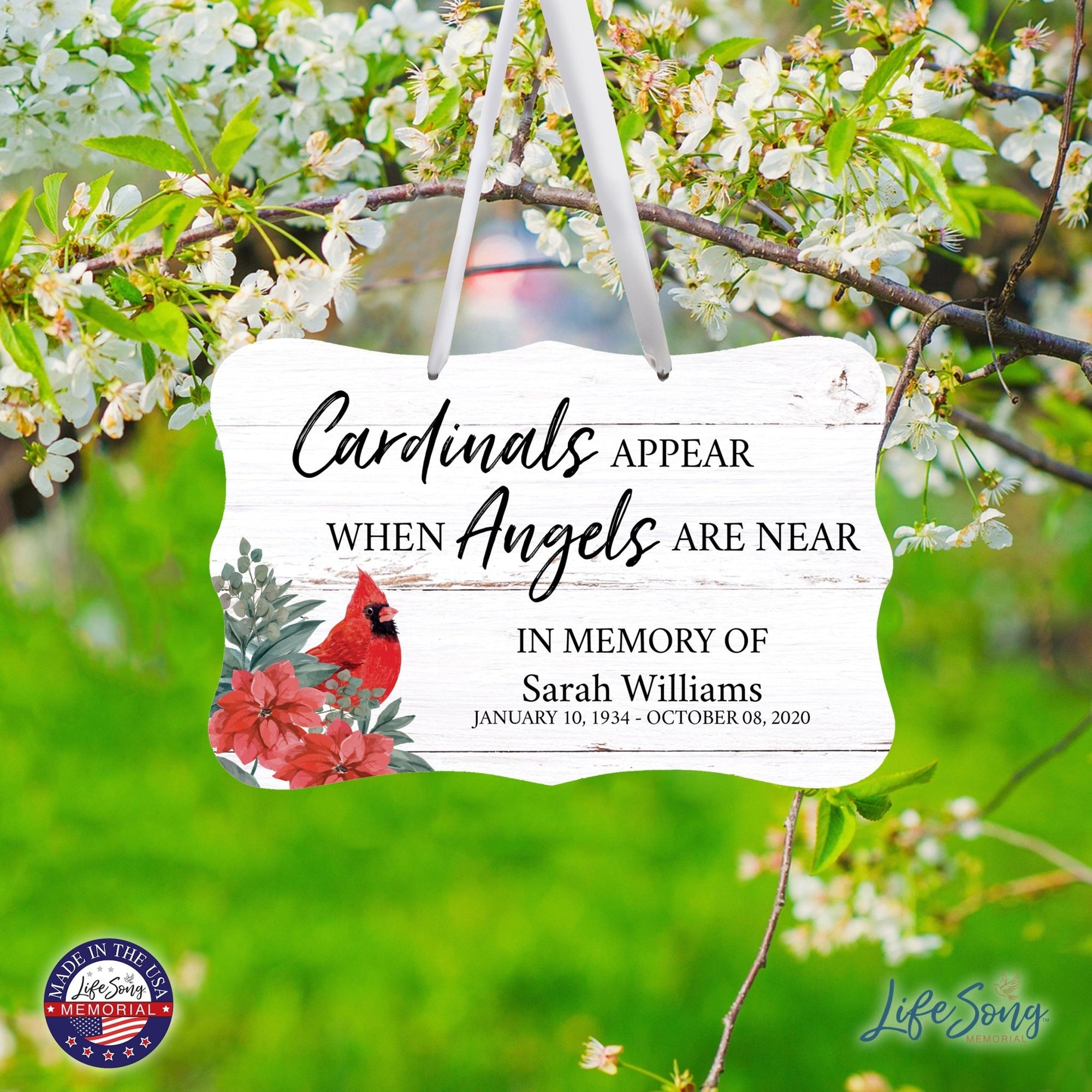Personalized Cardinal Memorial Christmas Wall Sign 14in with Inspirational Verse Keepsake Gift Cardinals Appears When - LifeSong Milestones