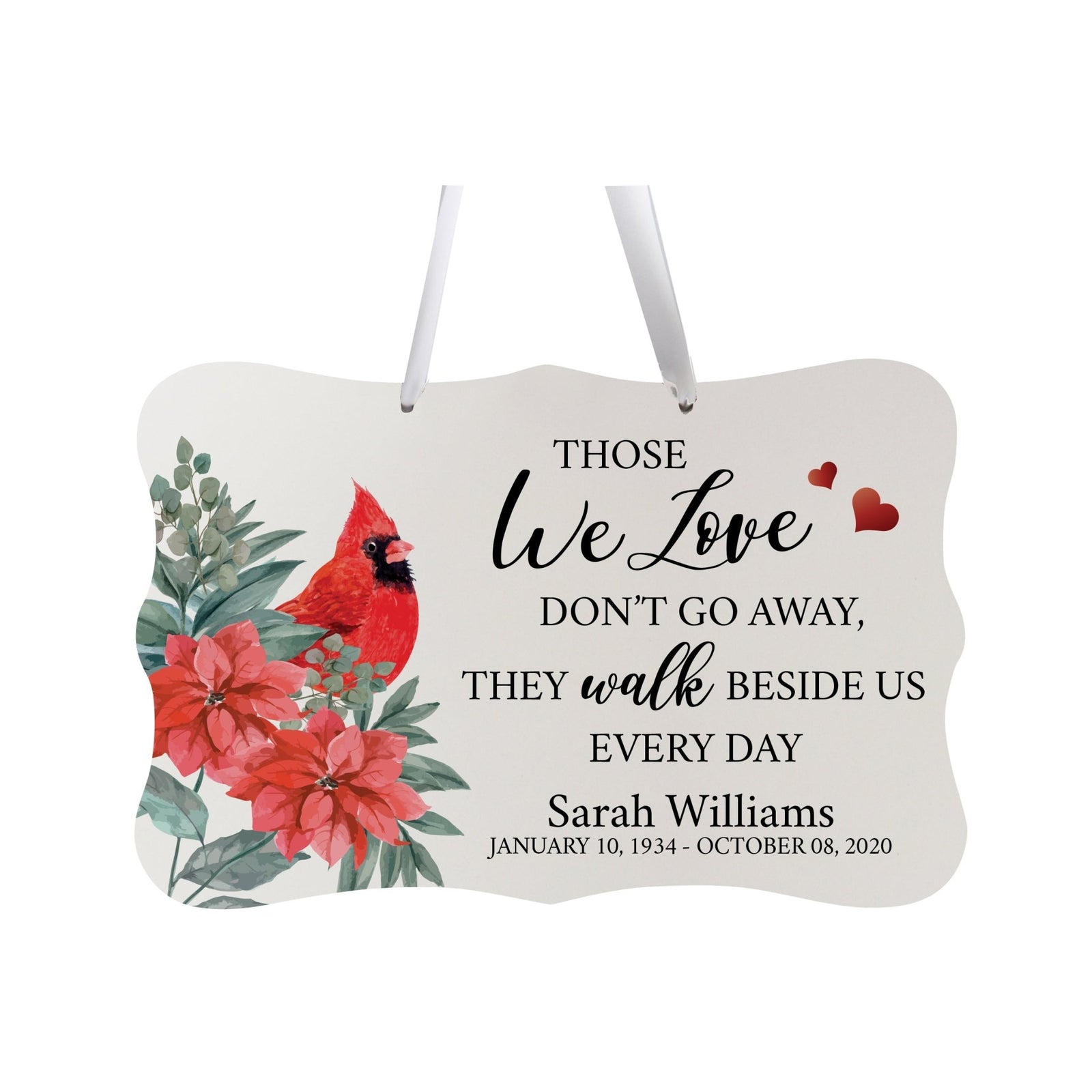 Personalized Cardinal Memorial Christmas Wall Sign 14in with Inspirational Verse Keepsake Gift Those We Love - LifeSong Milestones