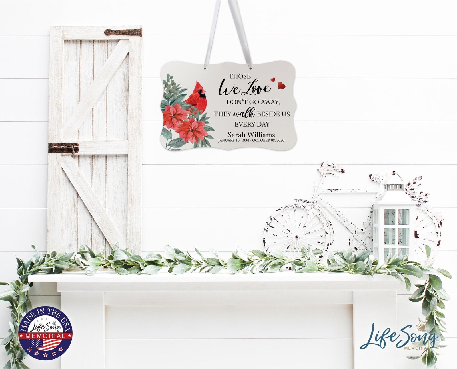 Personalized Cardinal Memorial Christmas Wall Sign 14in with Inspirational Verse Keepsake Gift Those We Love - LifeSong Milestones