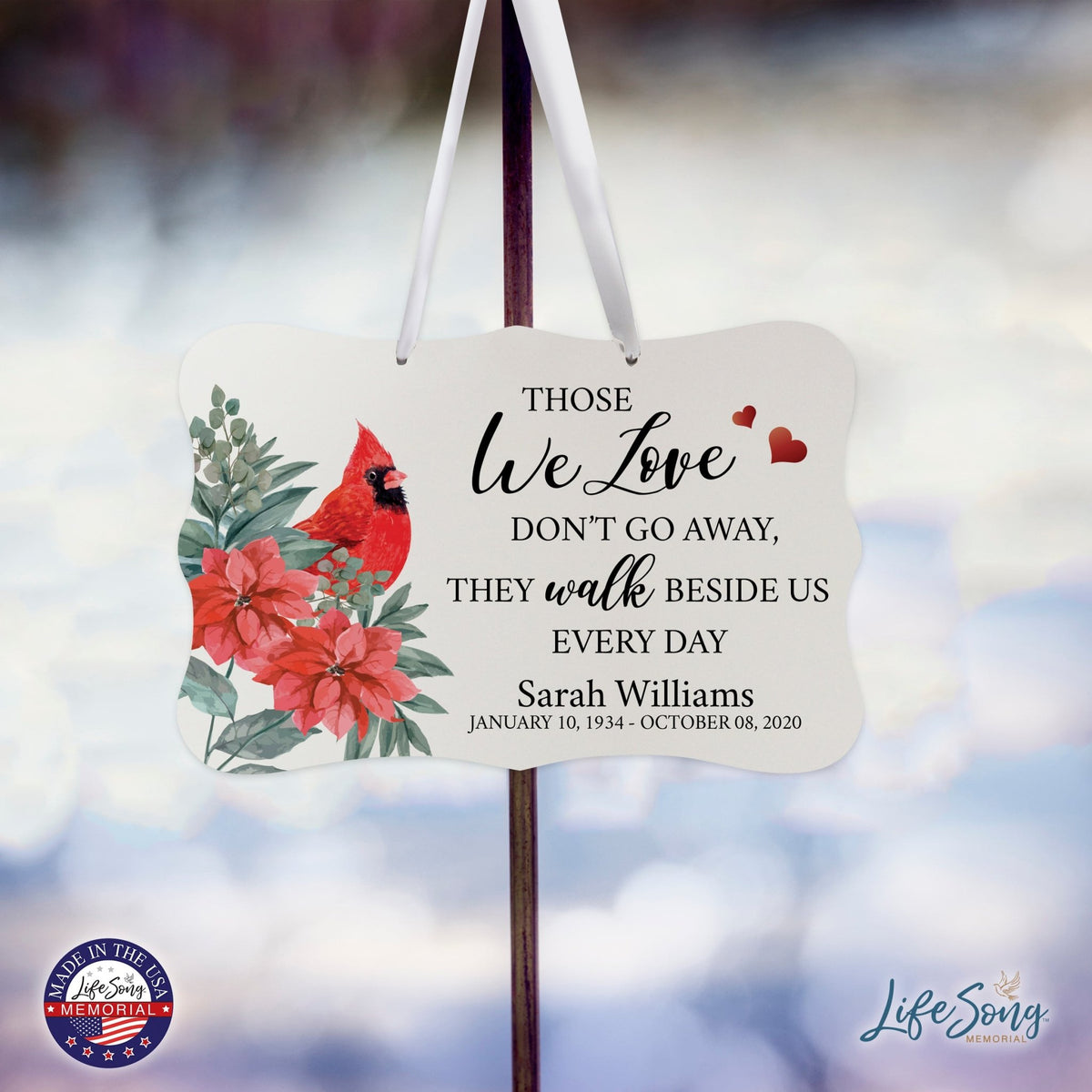 Personalized Cardinal Memorial Christmas Wall Sign 14in with Inspirational Verse Keepsake Gift Those We Love - LifeSong Milestones