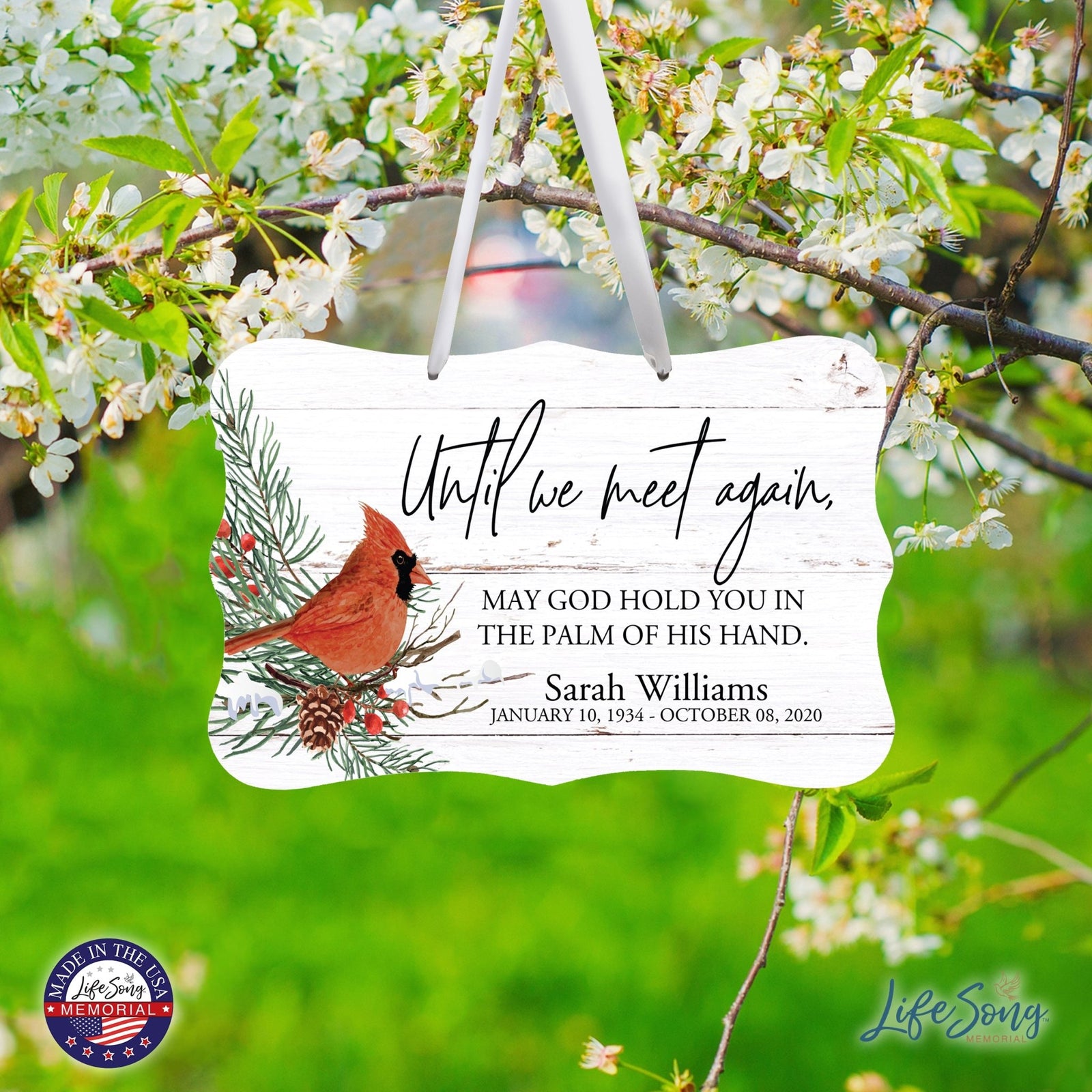 Personalized Cardinal Memorial Christmas Wall Sign 14in with Inspirational Verse Keepsake Gift Until We Meet Again - LifeSong Milestones