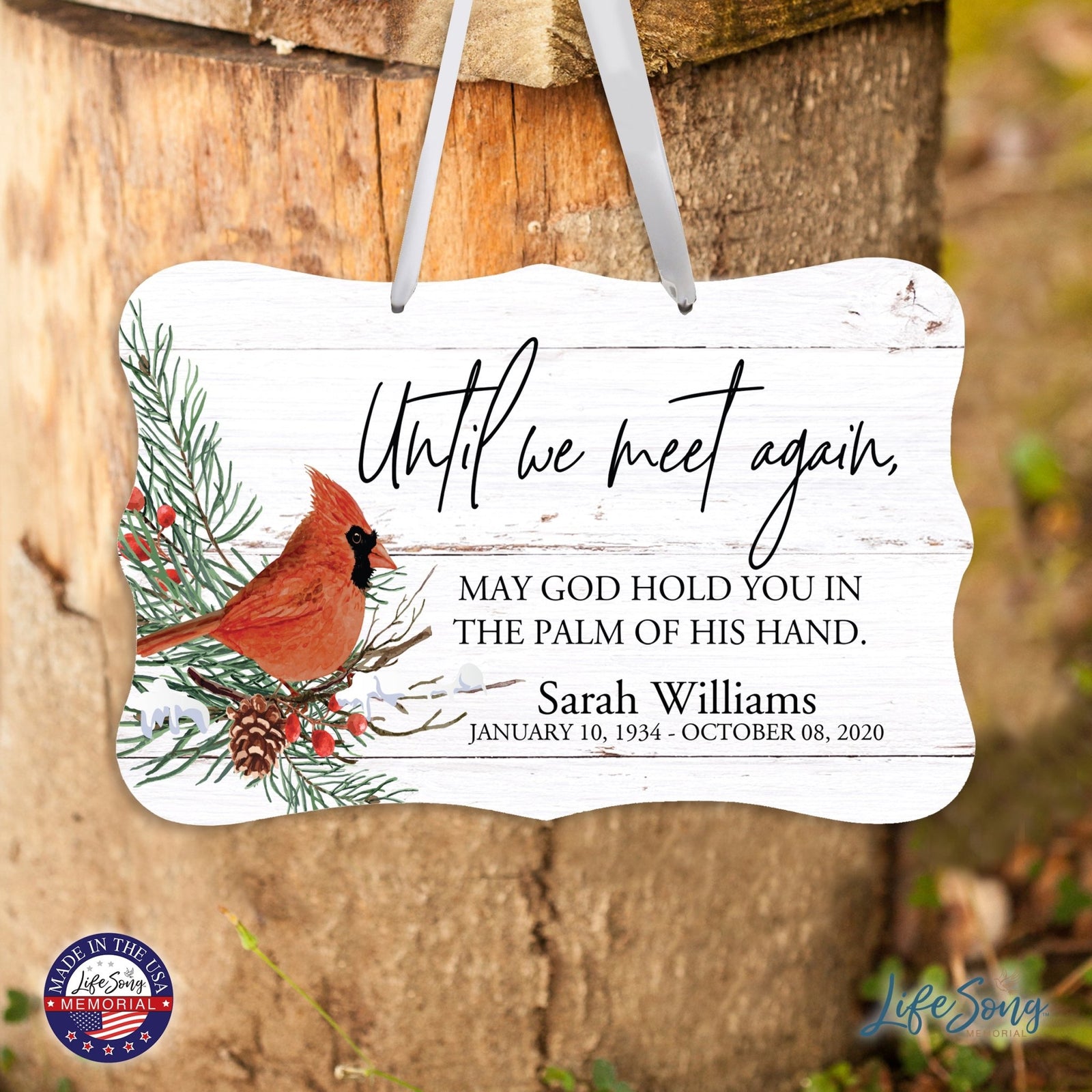 Personalized Cardinal Memorial Christmas Wall Sign 14in with Inspirational Verse Keepsake Gift Until We Meet Again - LifeSong Milestones