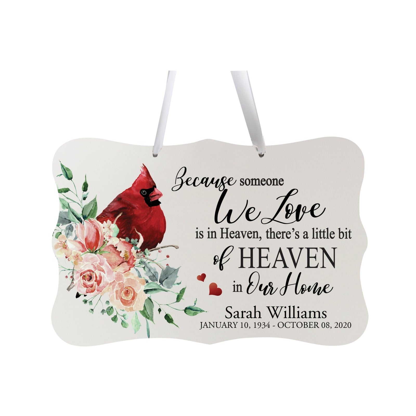 Personalized Cardinal Memorial Everyday Wall Sign 14in with Inspirational Verse Keepsake Gift Because Someone We - LifeSong Milestones