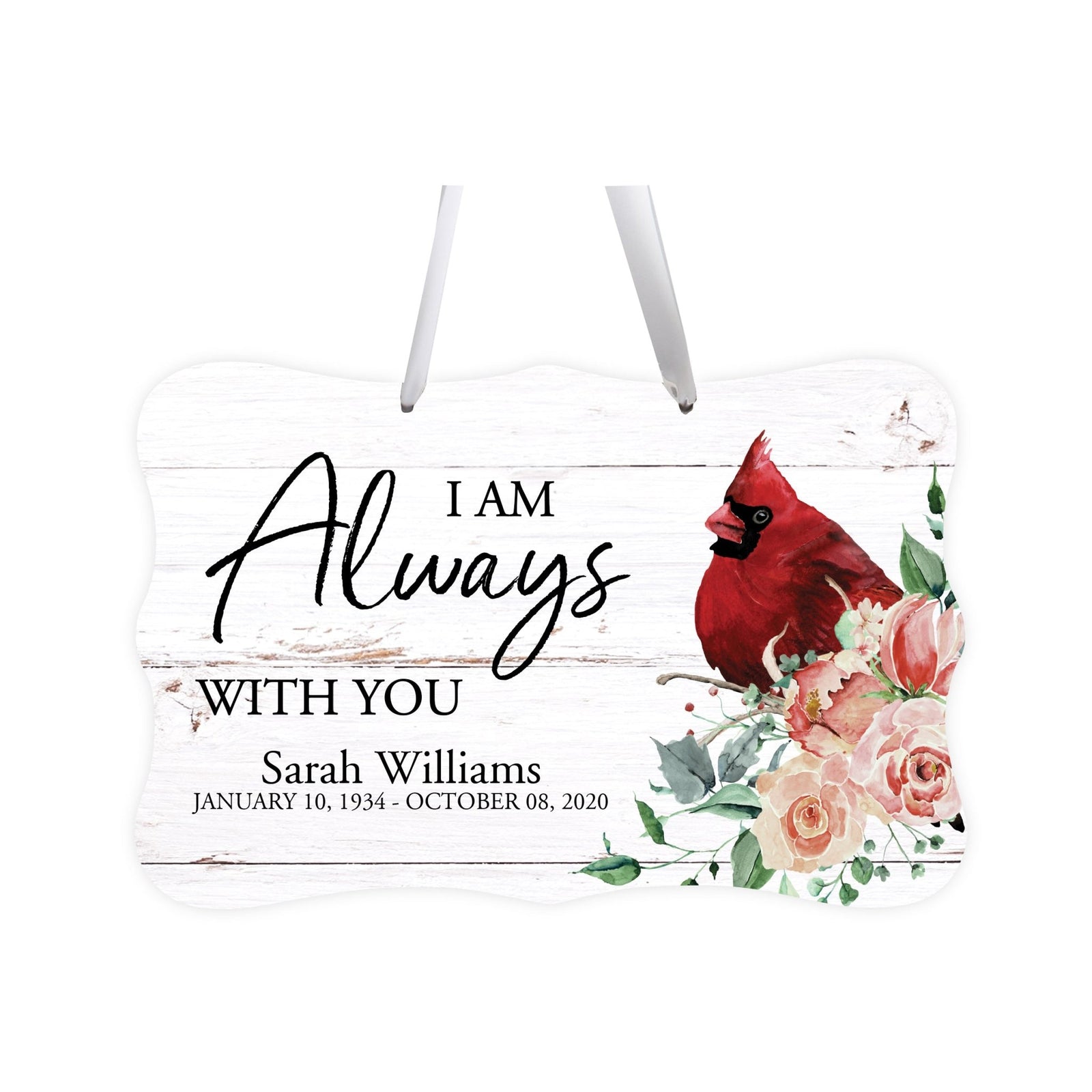 Personalized Cardinal Memorial Everyday Wall Sign 14in with Inspirational Verse Keepsake Gift I Am always - LifeSong Milestones