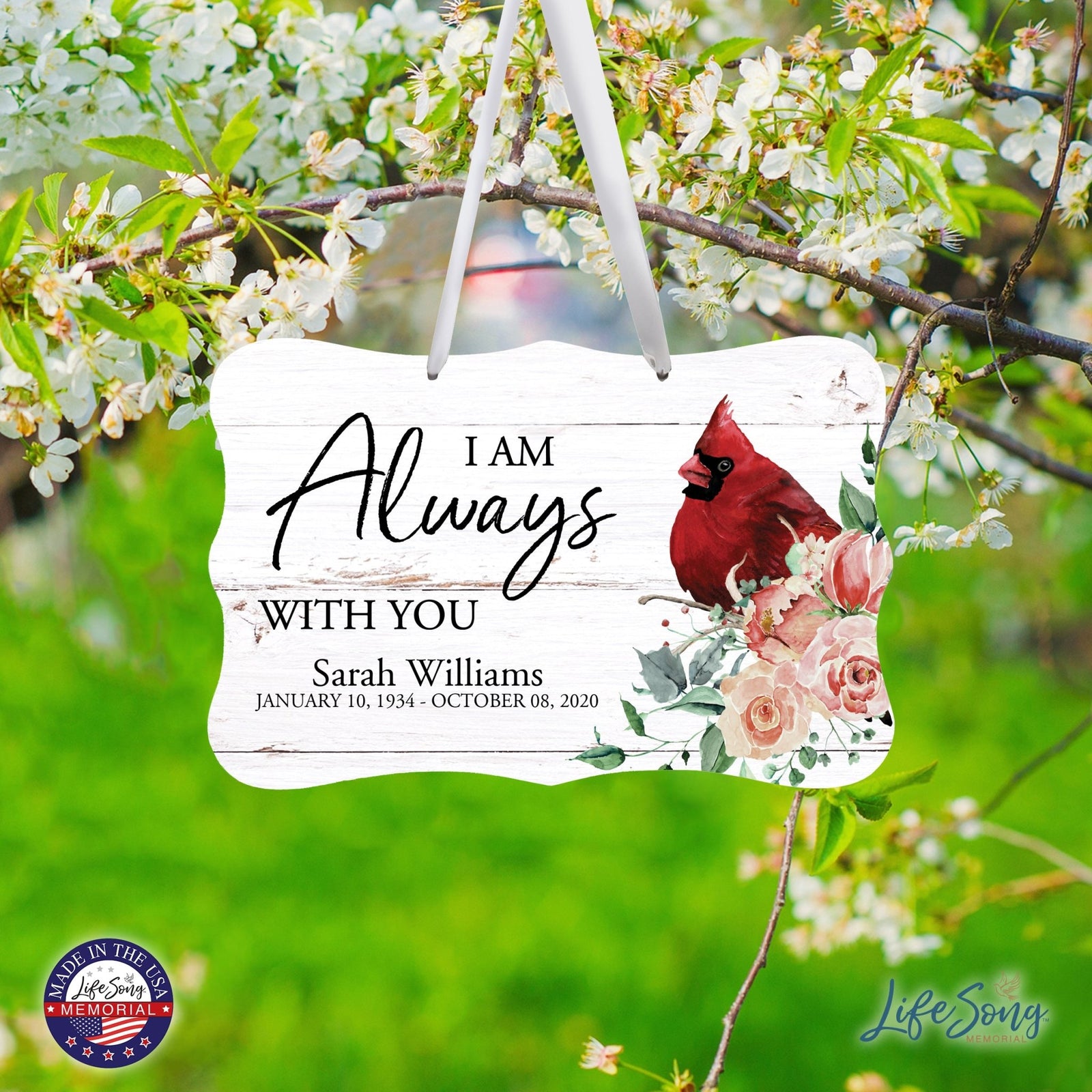 Personalized Cardinal Memorial Everyday Wall Sign 14in with Inspirational Verse Keepsake Gift I Am always - LifeSong Milestones