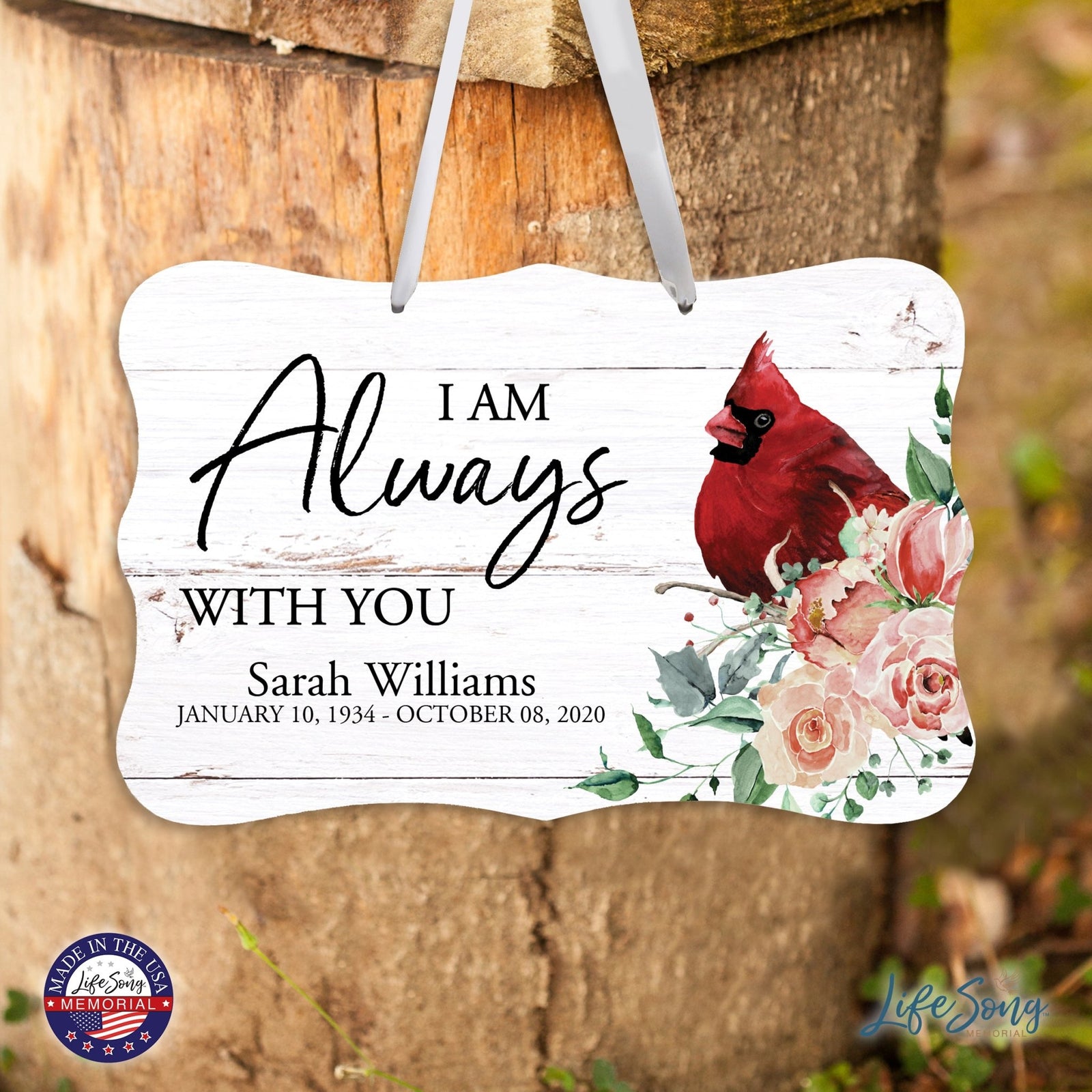 Personalized Cardinal Memorial Everyday Wall Sign 14in with Inspirational Verse Keepsake Gift I Am always - LifeSong Milestones
