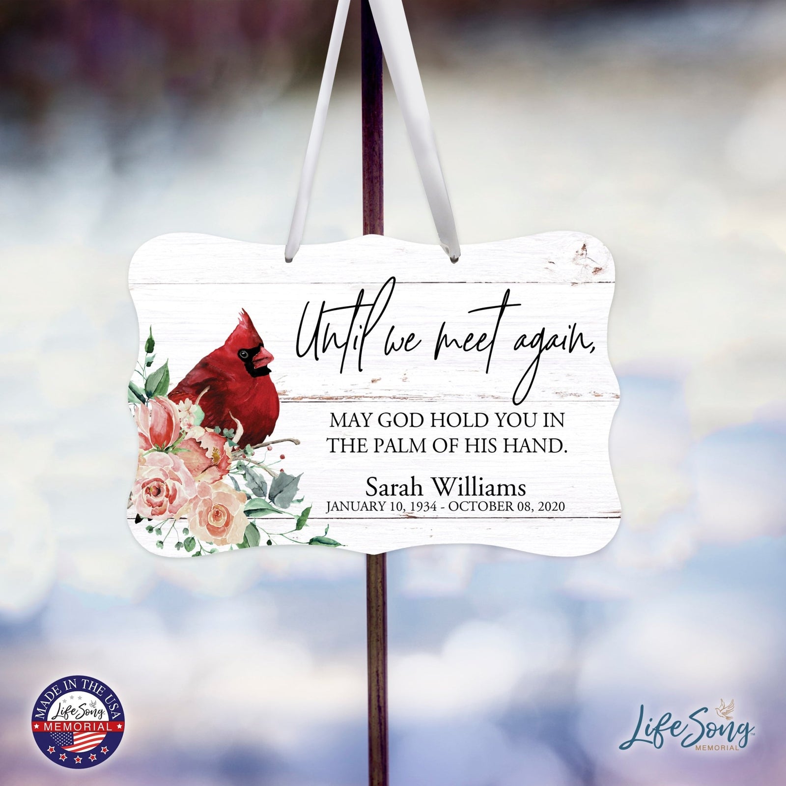 Personalized Cardinal Memorial Everyday Wall Sign 14in with Inspirational Verse Keepsake Gift Your Wings Were - LifeSong Milestones