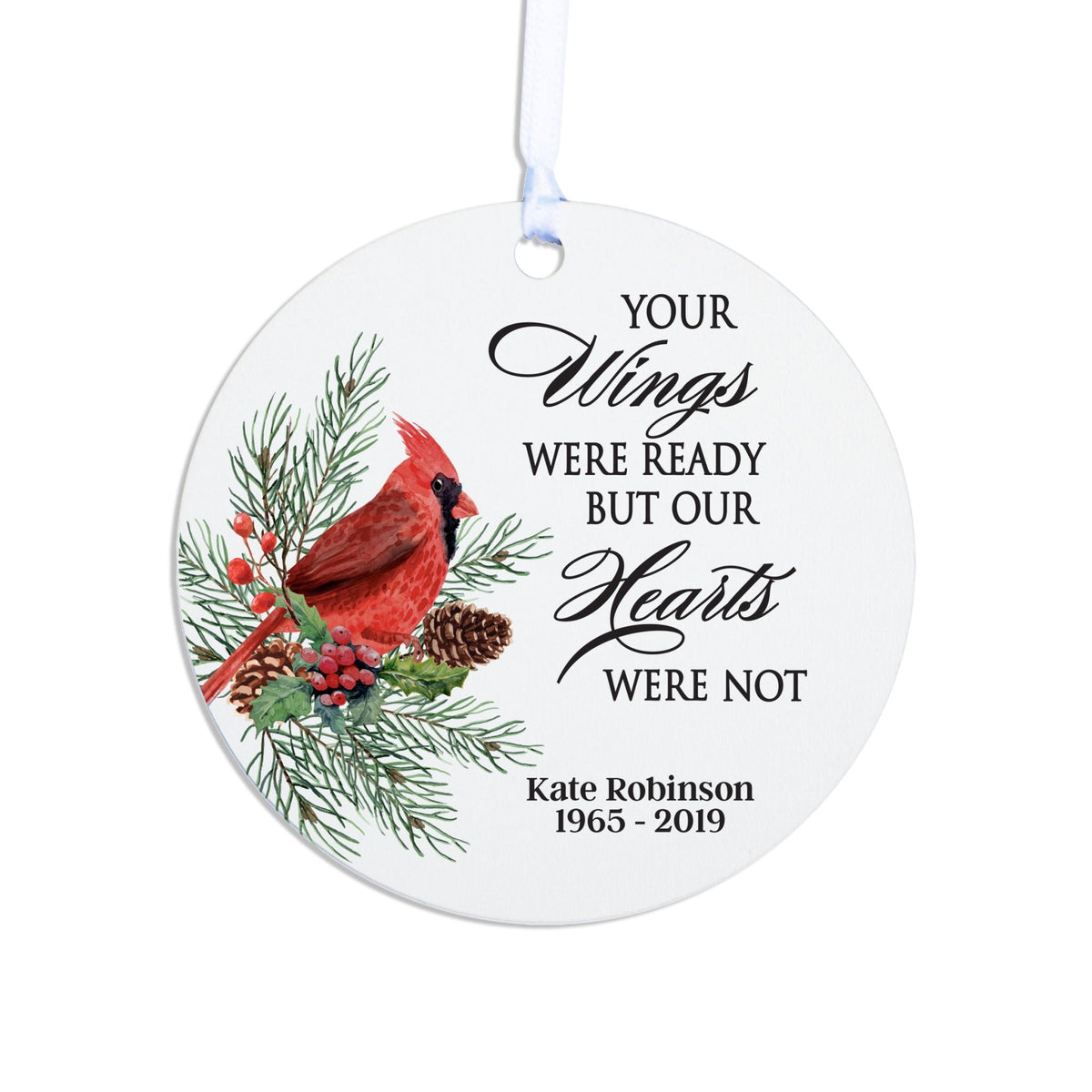 Personalized Cardinal Memorial Ornament for Loss of Loved One-Your Wings Are Ready - LifeSong Milestones