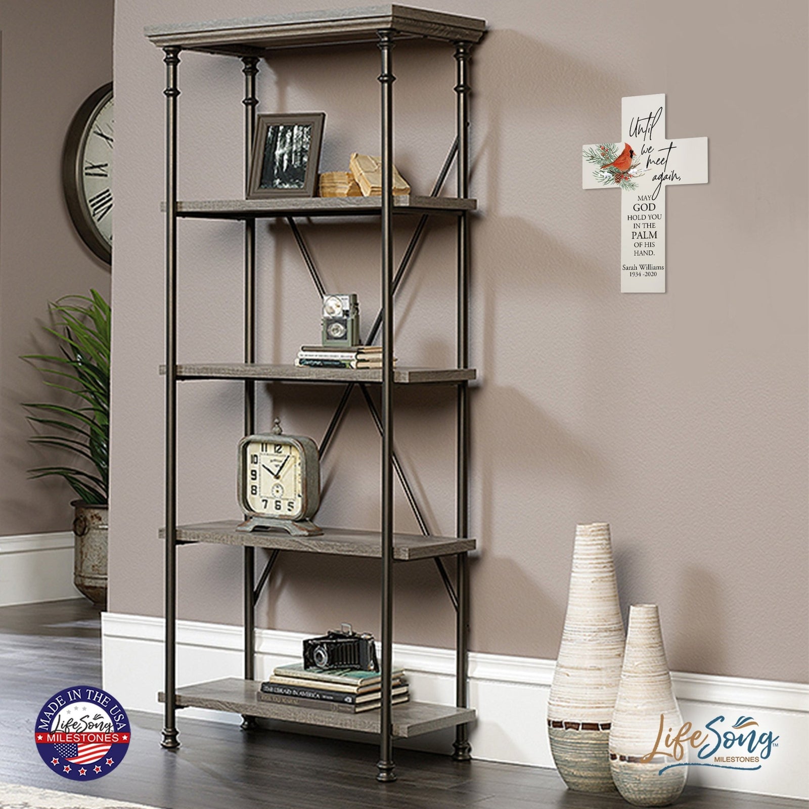 Personalized Cardinal Memorial Wall Cross - Until We Meet Again - LifeSong Milestones