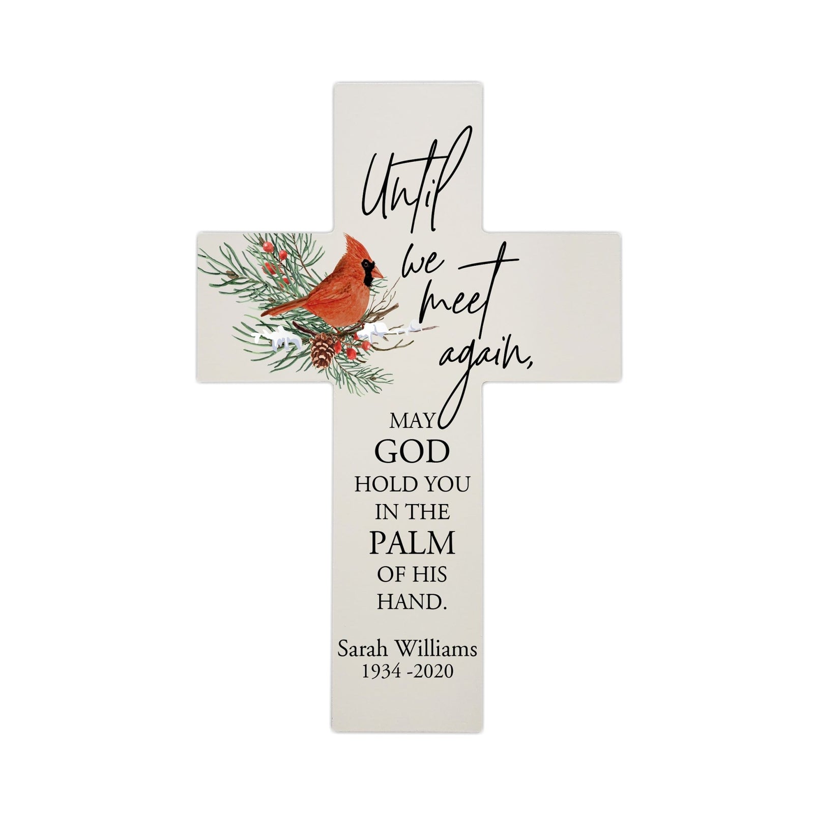 Personalized Cardinal Memorial Wall Cross - Until We Meet Again - LifeSong Milestones