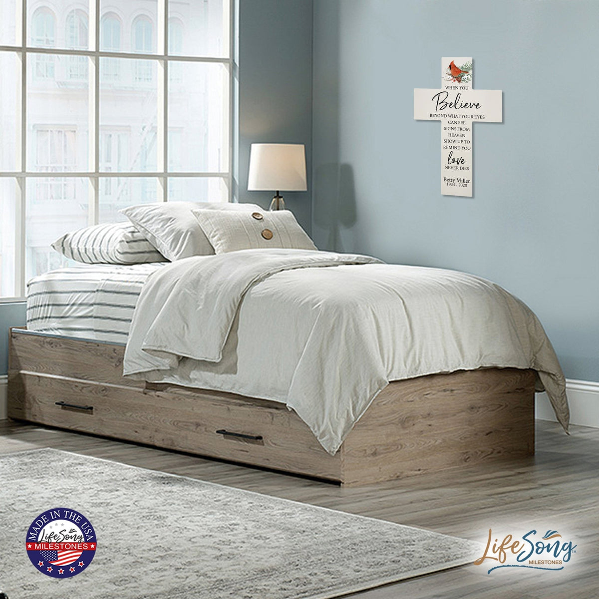 Personalized Cardinal Memorial Wall Cross - When You Believe - LifeSong Milestones