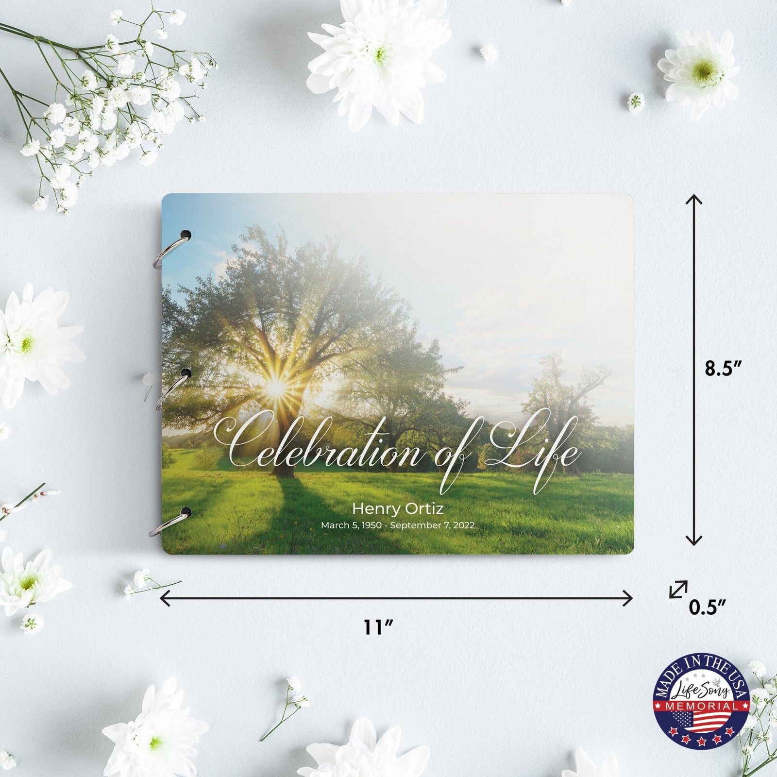 Personalized Celebration Of Life Funeral Guest Books For Memorial Services Registry With Wooden Cover - A Celebration Of Life - LifeSong Milestones