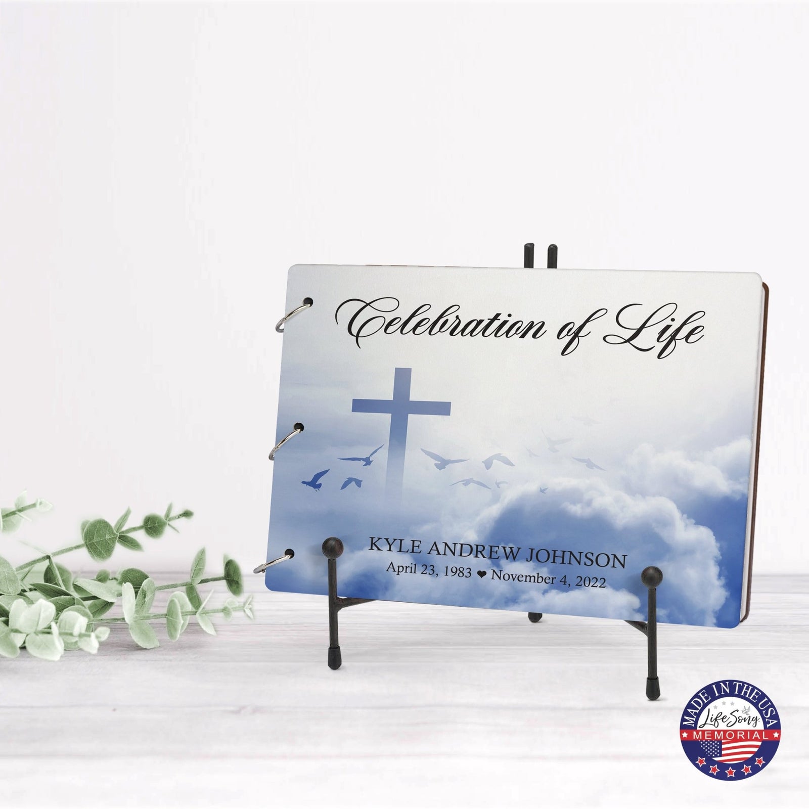 Personalized Celebration Of Life Funeral Guest Books For Memorial Services Registry With Wooden Cover - A Celebration Of Life - LifeSong Milestones