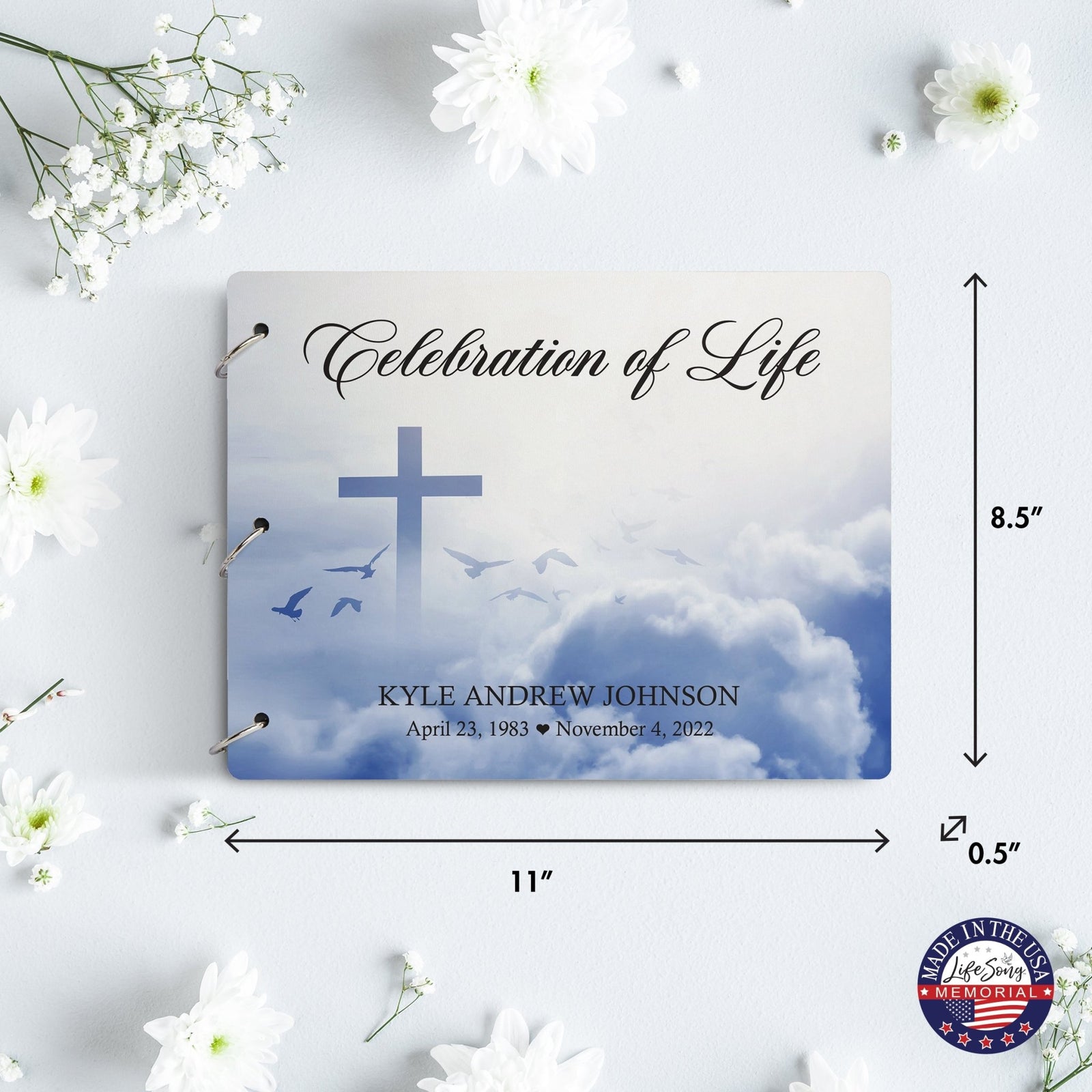 Personalized Celebration Of Life Funeral Guest Books For Memorial Services Registry With Wooden Cover - A Celebration Of Life - LifeSong Milestones