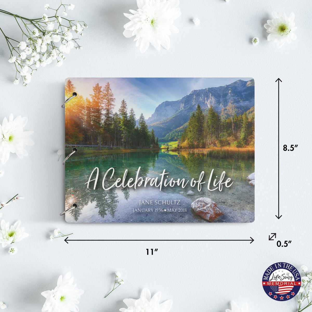 Personalized Celebration Of Life Funeral Guest Books For Memorial Services Registry With Wooden Cover - A Celebration Of Life - LifeSong Milestones