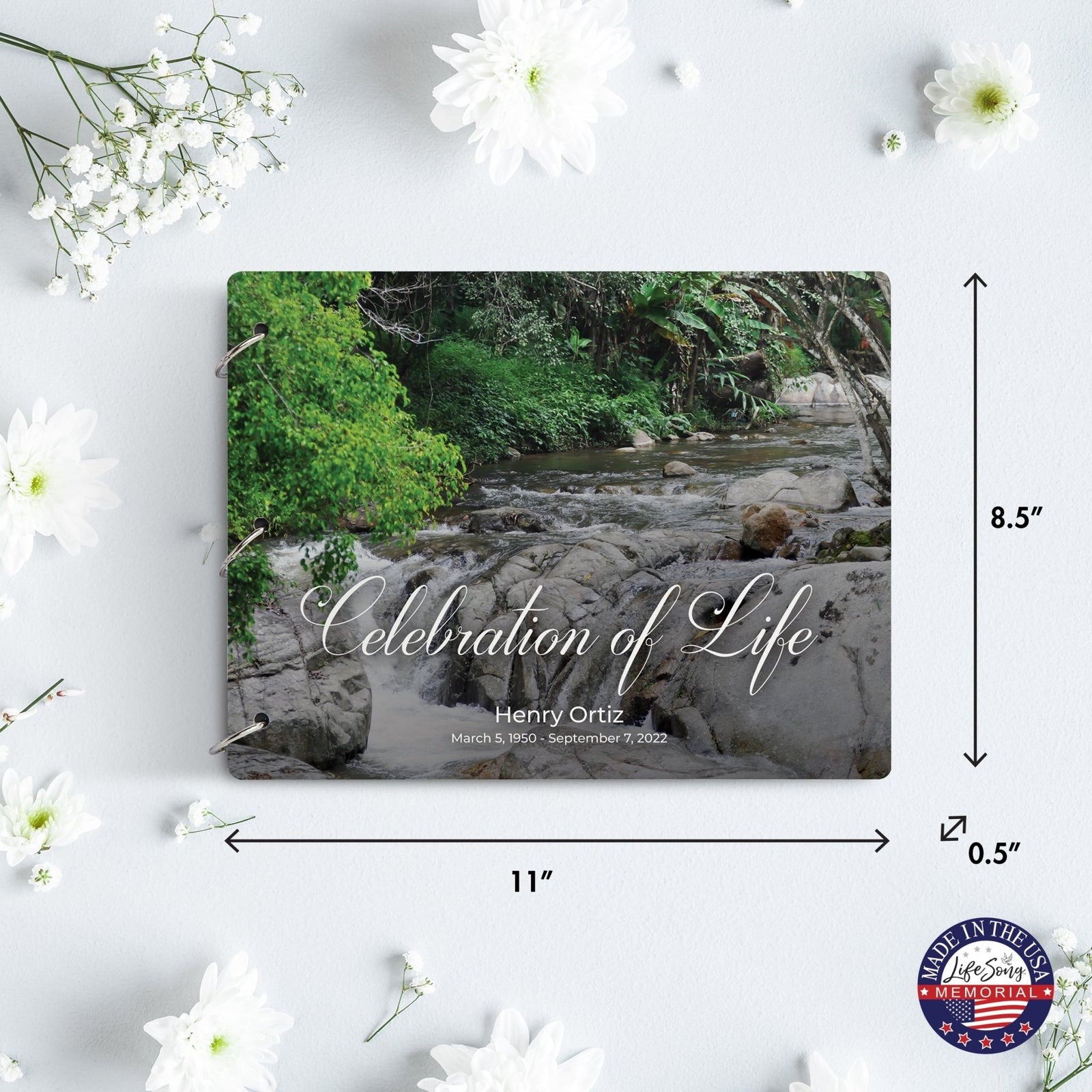 Personalized Celebration Of Life Funeral Guest Books For Memorial Services Registry With Wooden Cover - A Celebration Of Life - LifeSong Milestones