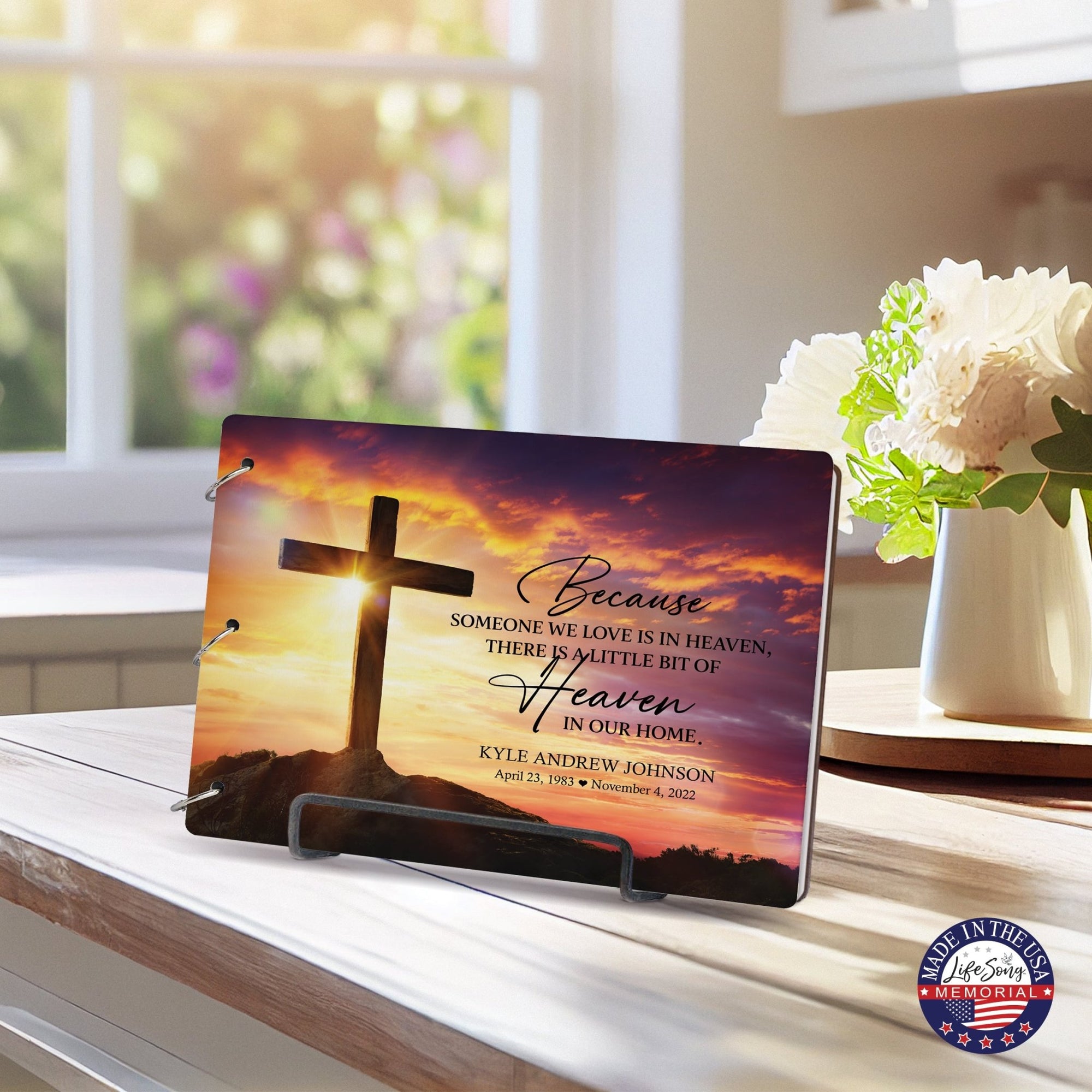 Personalized Celebration Of Life Funeral Guest Books For Memorial Services Registry With Wooden Cover - Because Someone We Love - LifeSong Milestones