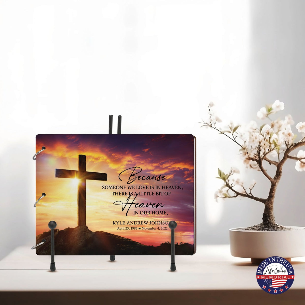 Personalized Celebration Of Life Funeral Guest Books For Memorial Services Registry With Wooden Cover - Because Someone We Love - LifeSong Milestones