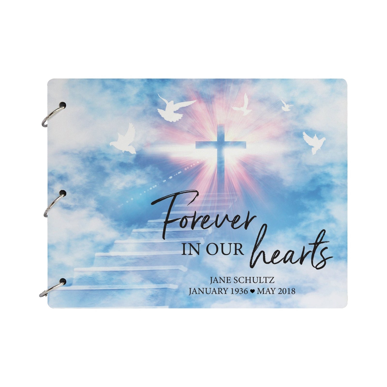 Personalized Celebration Of Life Funeral Guest Books For Memorial Services Registry With Wooden Cover - Forever In Our Hearts - LifeSong Milestones