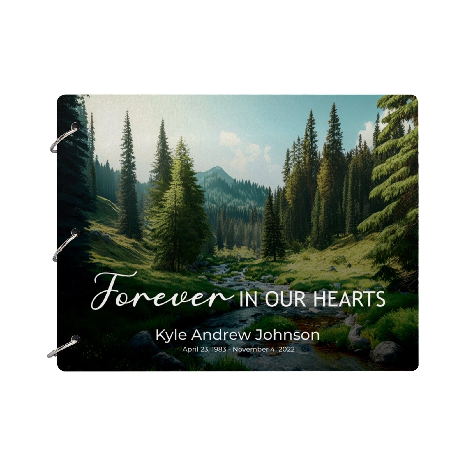 Personalized Celebration Of Life Funeral Guest Books For Memorial Services Registry With Wooden Cover - Forever In Our Hearts - LifeSong Milestones