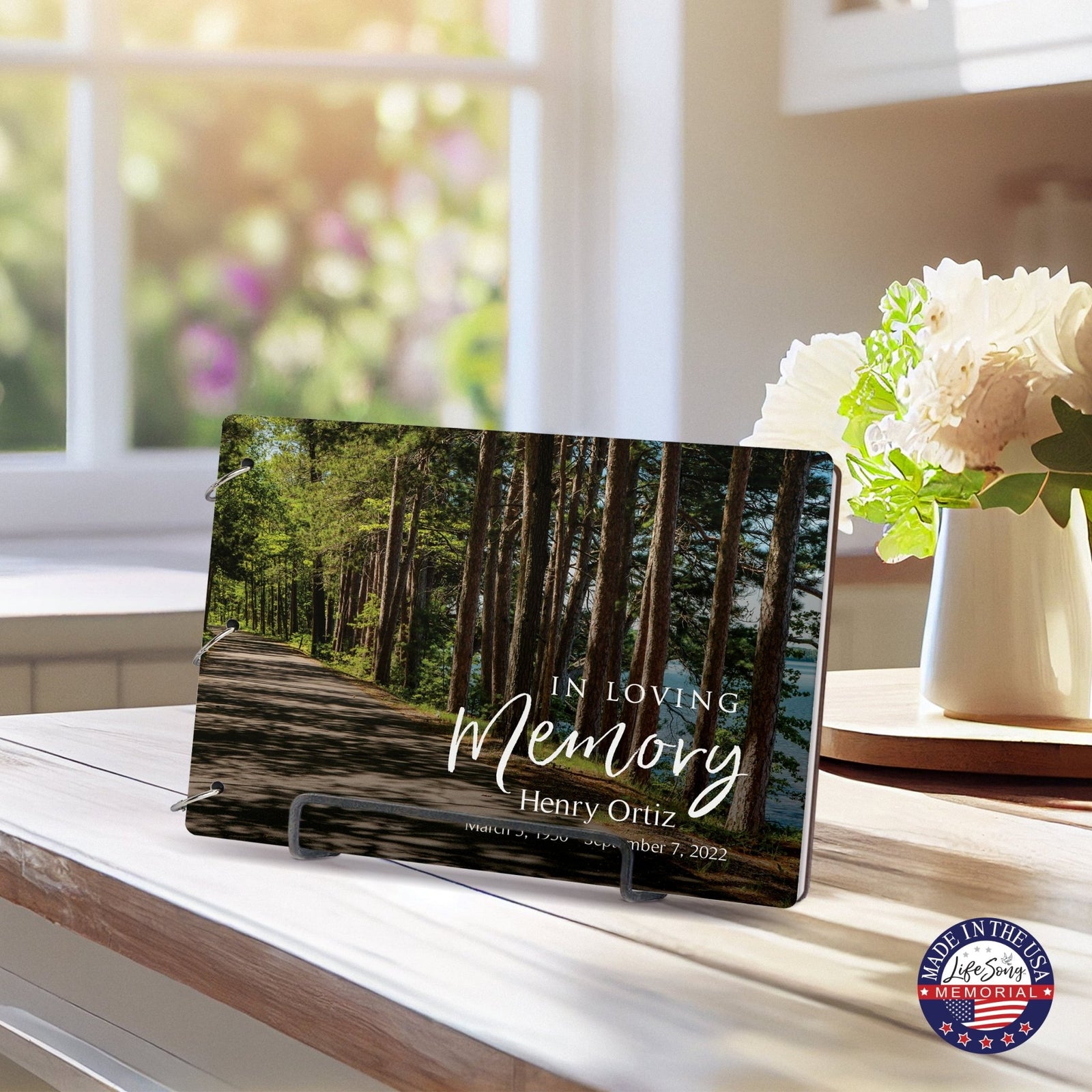 Personalized Celebration Of Life Funeral Guest Books For Memorial Services Registry With Wooden Cover - In Loving Memory - LifeSong Milestones