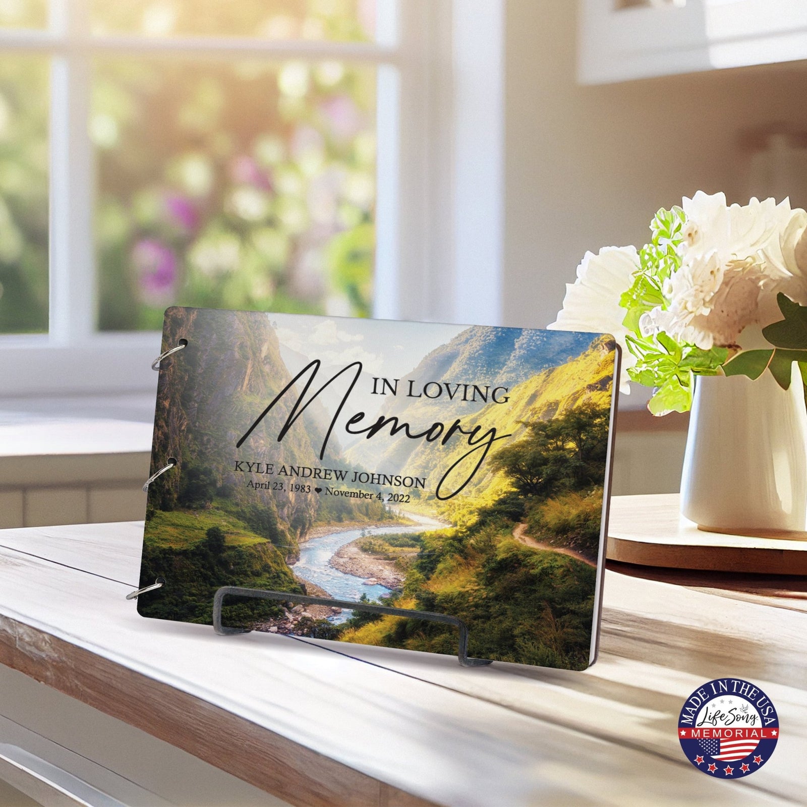 Personalized Celebration Of Life Funeral Guest Books For Memorial Services Registry With Wooden Cover - In Loving Memory - LifeSong Milestones