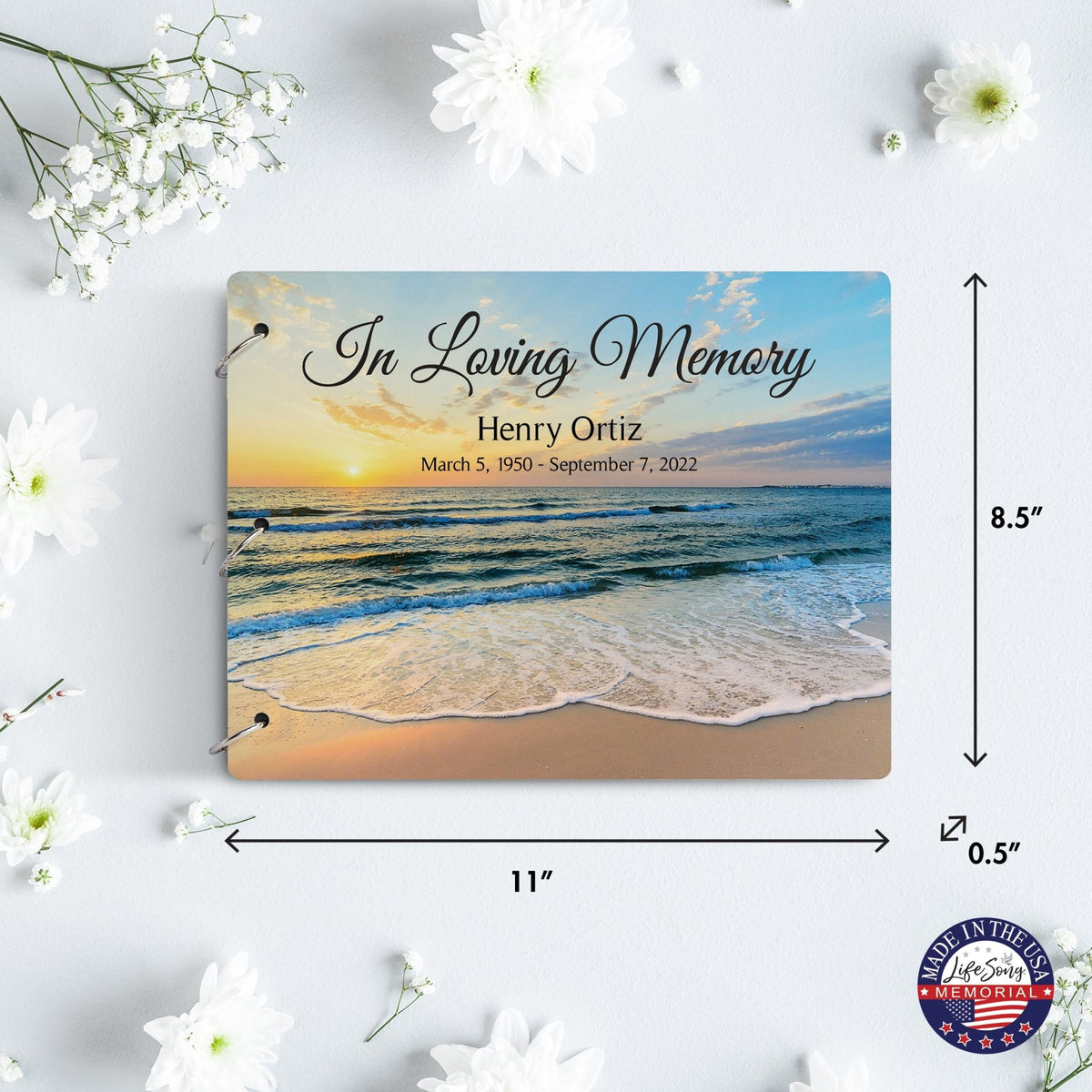 Personalized Celebration Of Life Funeral Guest Books For Memorial Services Registry With Wooden Cover - In Loving Memory - LifeSong Milestones