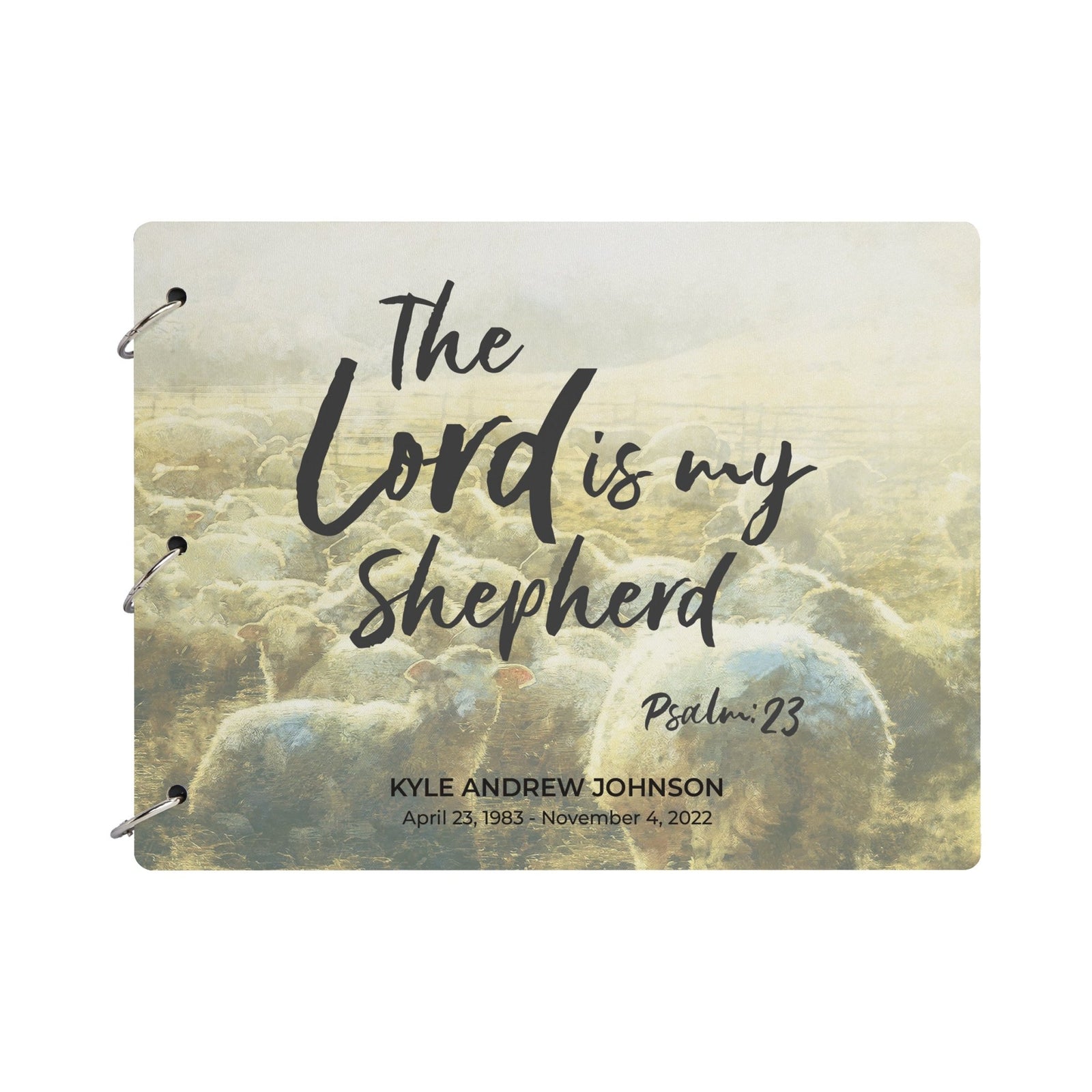 Personalized Celebration Of Life Funeral Guest Books For Memorial Services Registry With Wooden Cover - The Lord Is My Shepherd - LifeSong Milestones