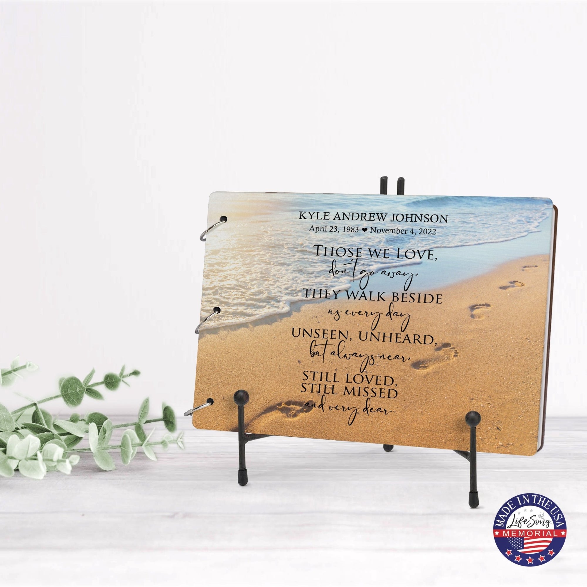 Personalized Celebration Of Life Funeral Guest Books For Memorial Services Registry With Wooden Cover - Those We Love - LifeSong Milestones