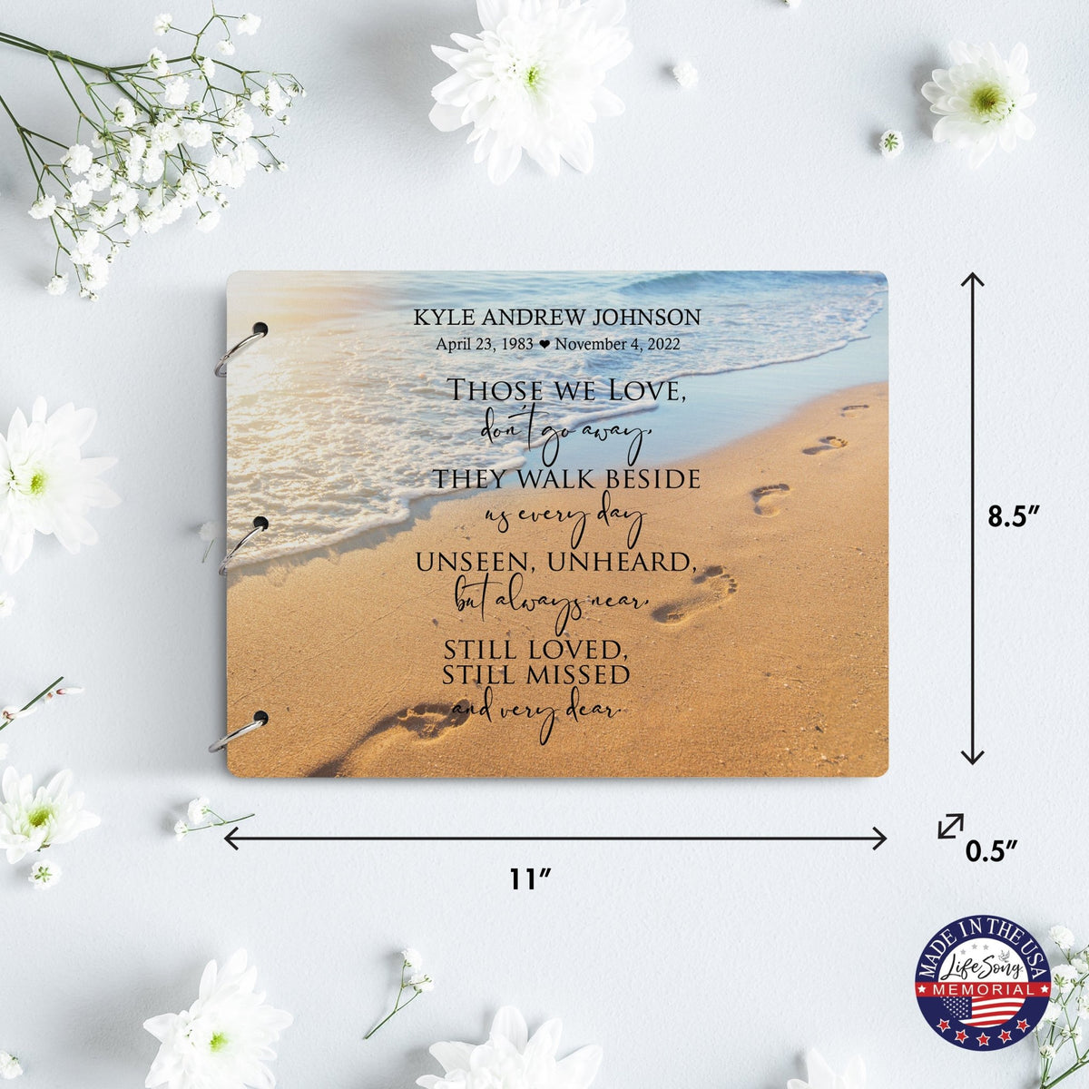 Personalized Celebration Of Life Funeral Guest Books For Memorial Services Registry With Wooden Cover - Those We Love - LifeSong Milestones