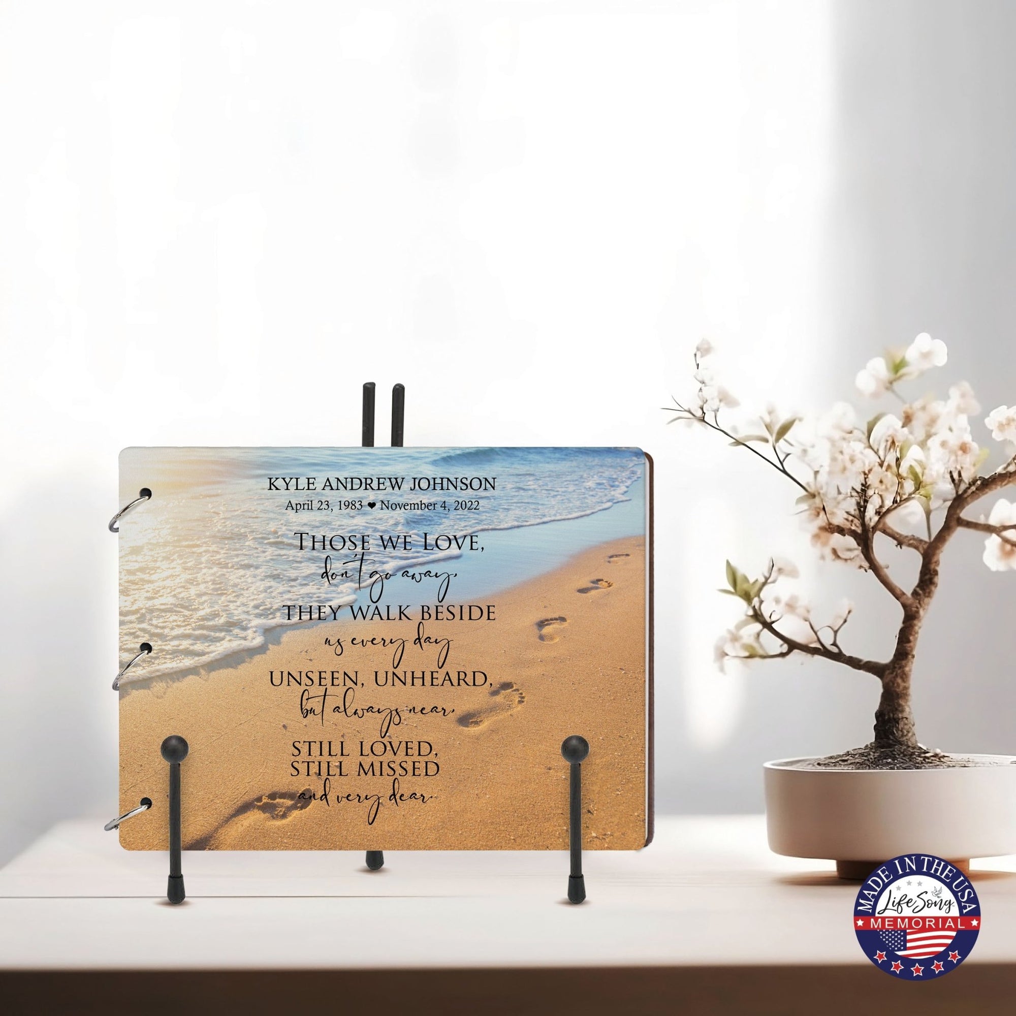 Personalized Celebration Of Life Funeral Guest Books For Memorial Services Registry With Wooden Cover - Those We Love - LifeSong Milestones