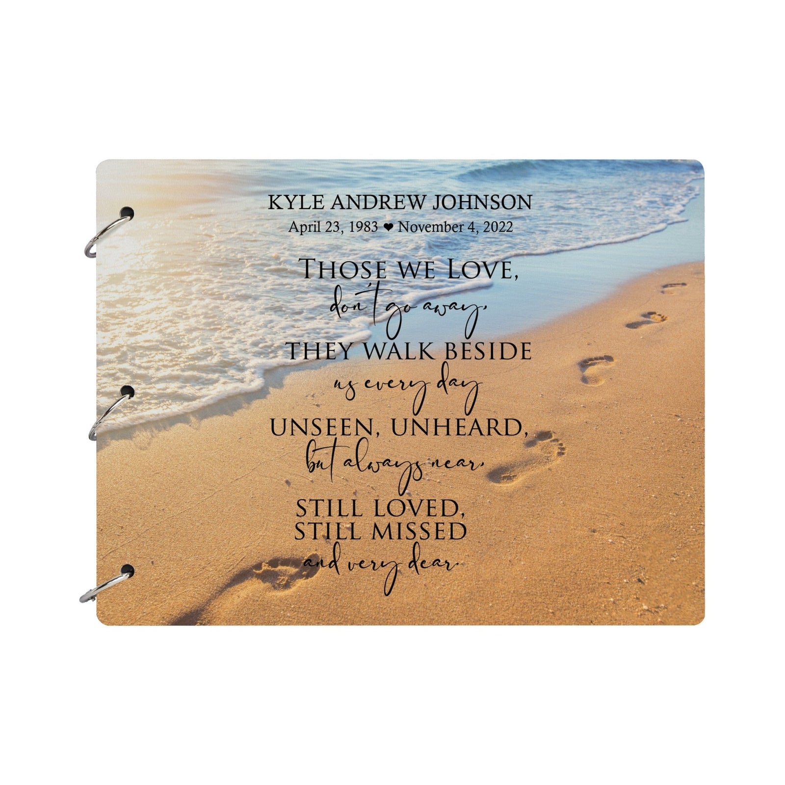 Personalized Celebration Of Life Funeral Guest Books For Memorial Services Registry With Wooden Cover - Those We Love - LifeSong Milestones