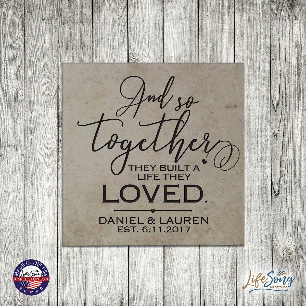 Personalized Ceramic Trivet with Inspirational verse 5.75in (And So together) - LifeSong Milestones
