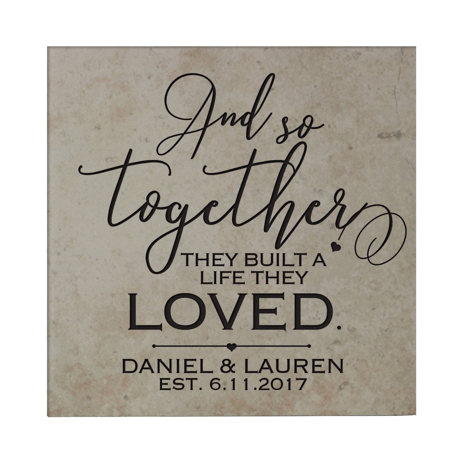 Personalized Ceramic Trivet with Inspirational verse 5.75in (And So together) - LifeSong Milestones