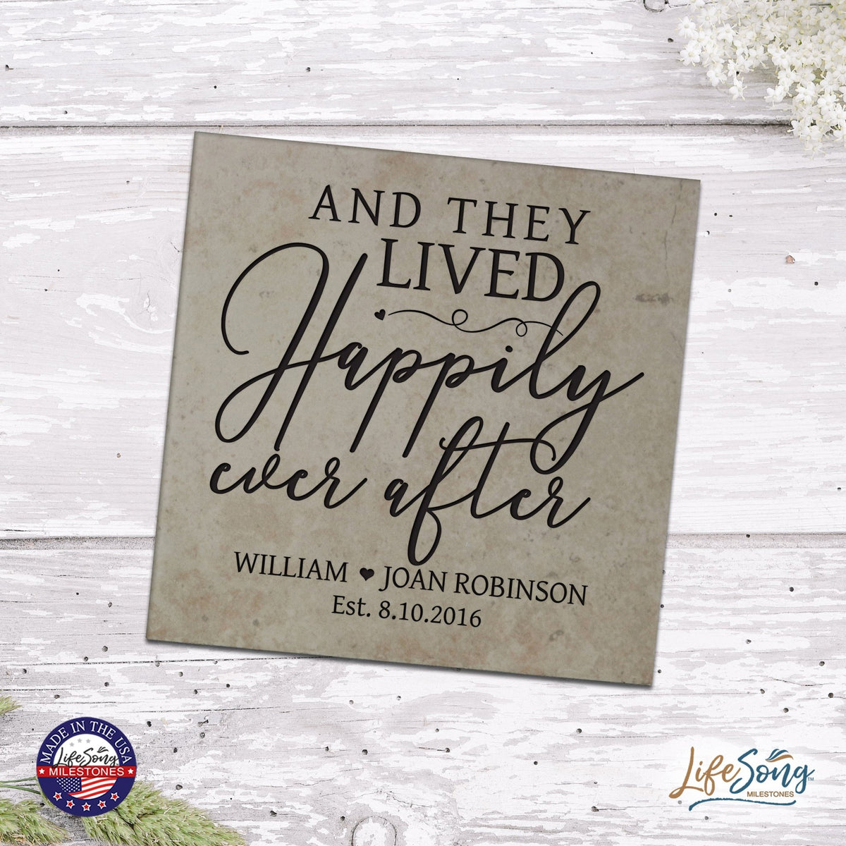 Personalized Ceramic Trivet with Inspirational verse 5.75in (And They Lived) - LifeSong Milestones