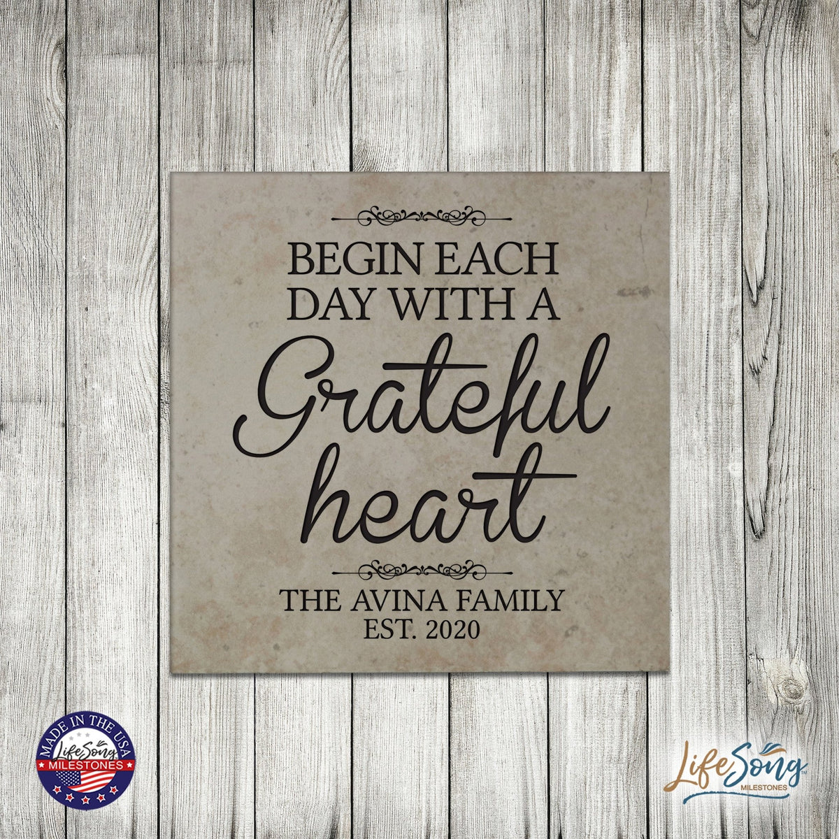 Personalized Ceramic Trivet with Inspirational verse 5.75in (Begin Each Day) - LifeSong Milestones